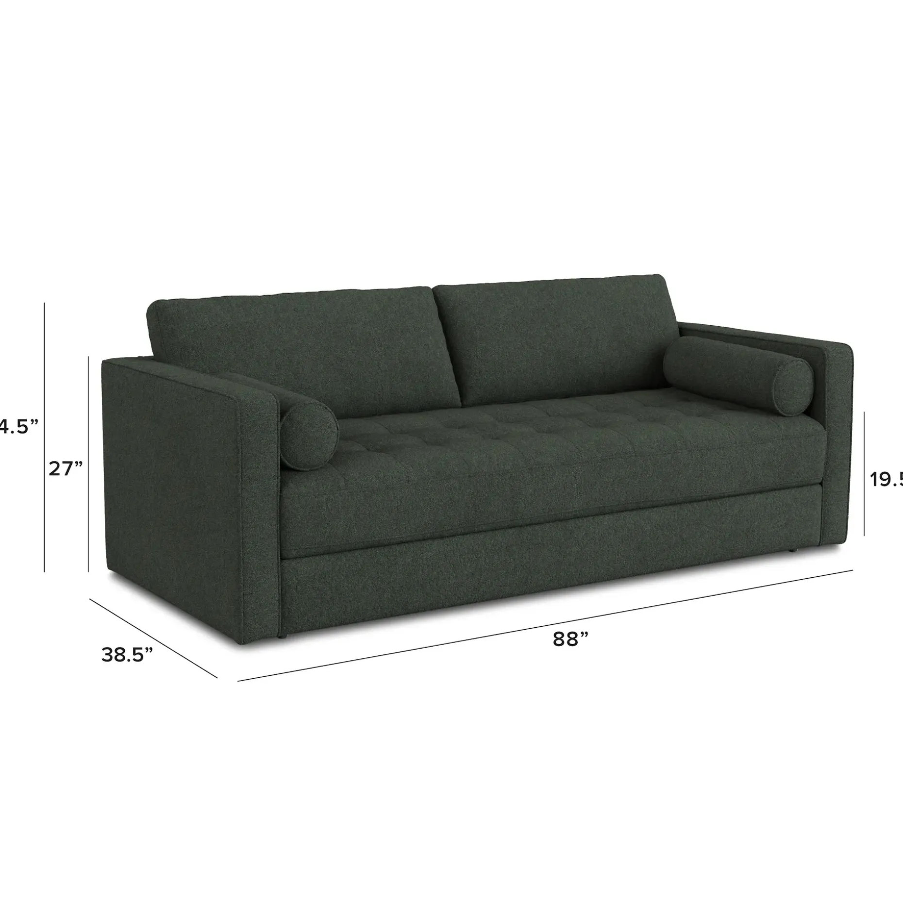 Sven 88" Tufted Sofa Bed - Green Wool Bouclé