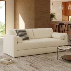 Sven 88" Tufted Sofa Bed - Ivory Wool Bouclé