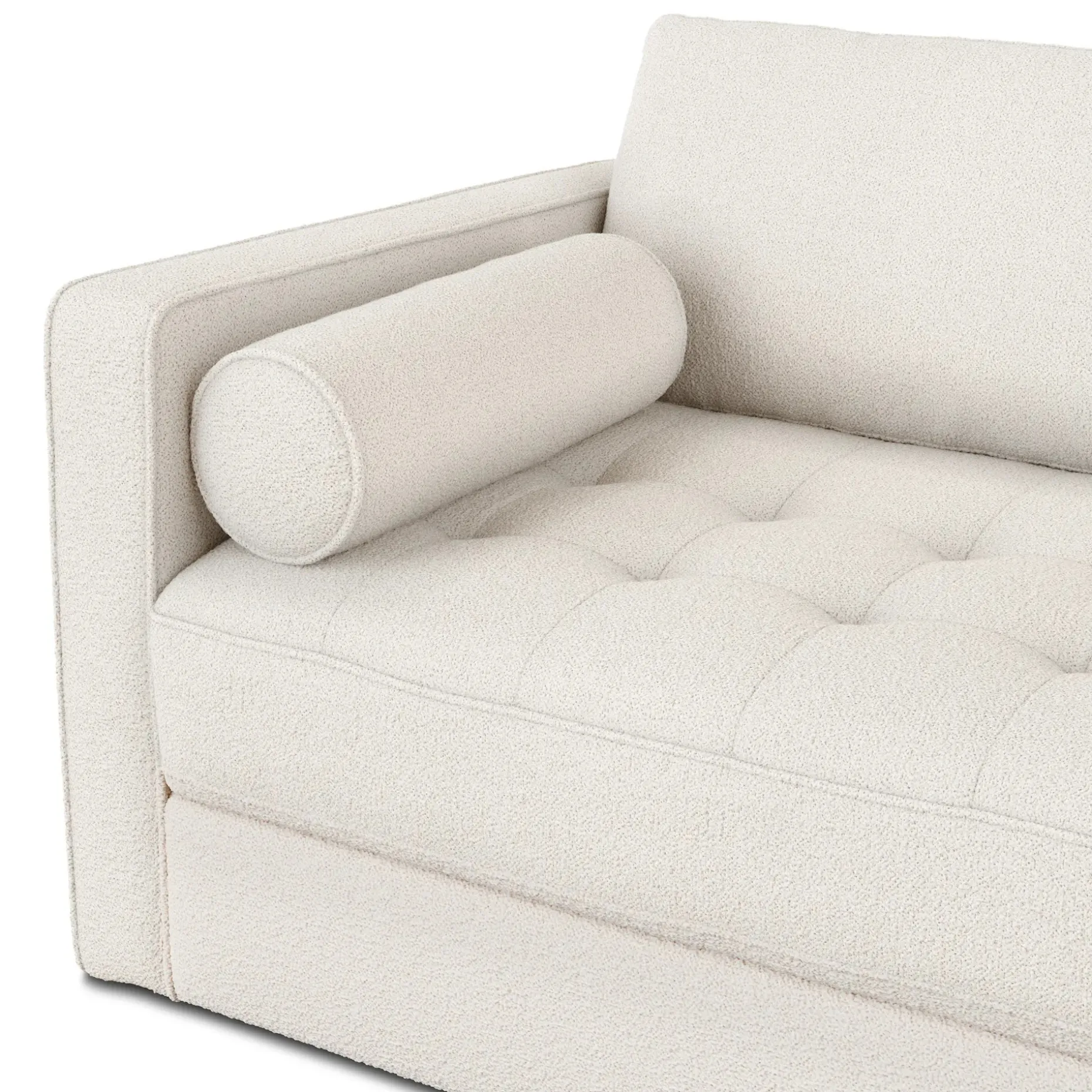 Sven 88" Tufted Sofa Bed - Ivory Wool Bouclé