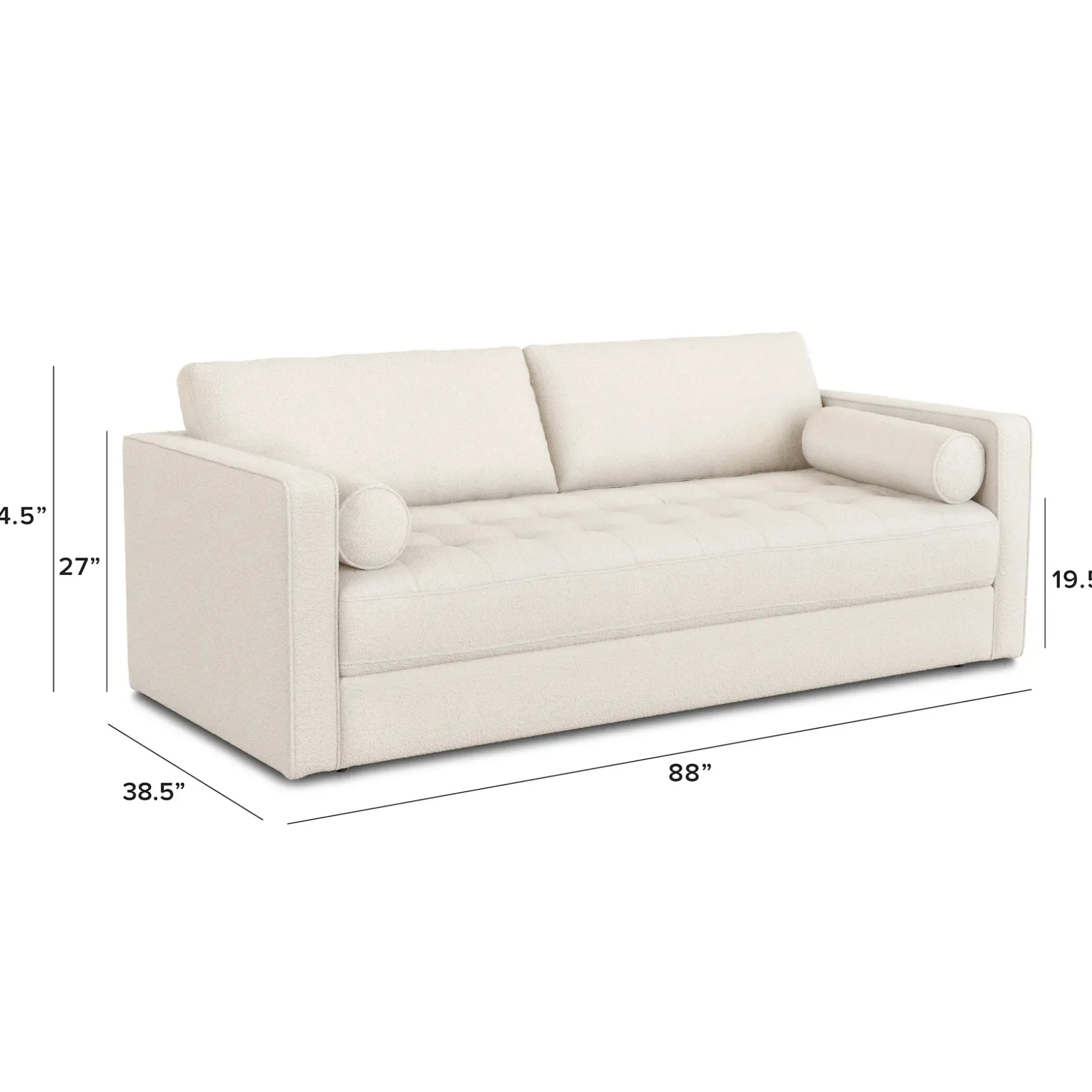 Sven 88" Tufted Sofa Bed - Ivory Wool Bouclé