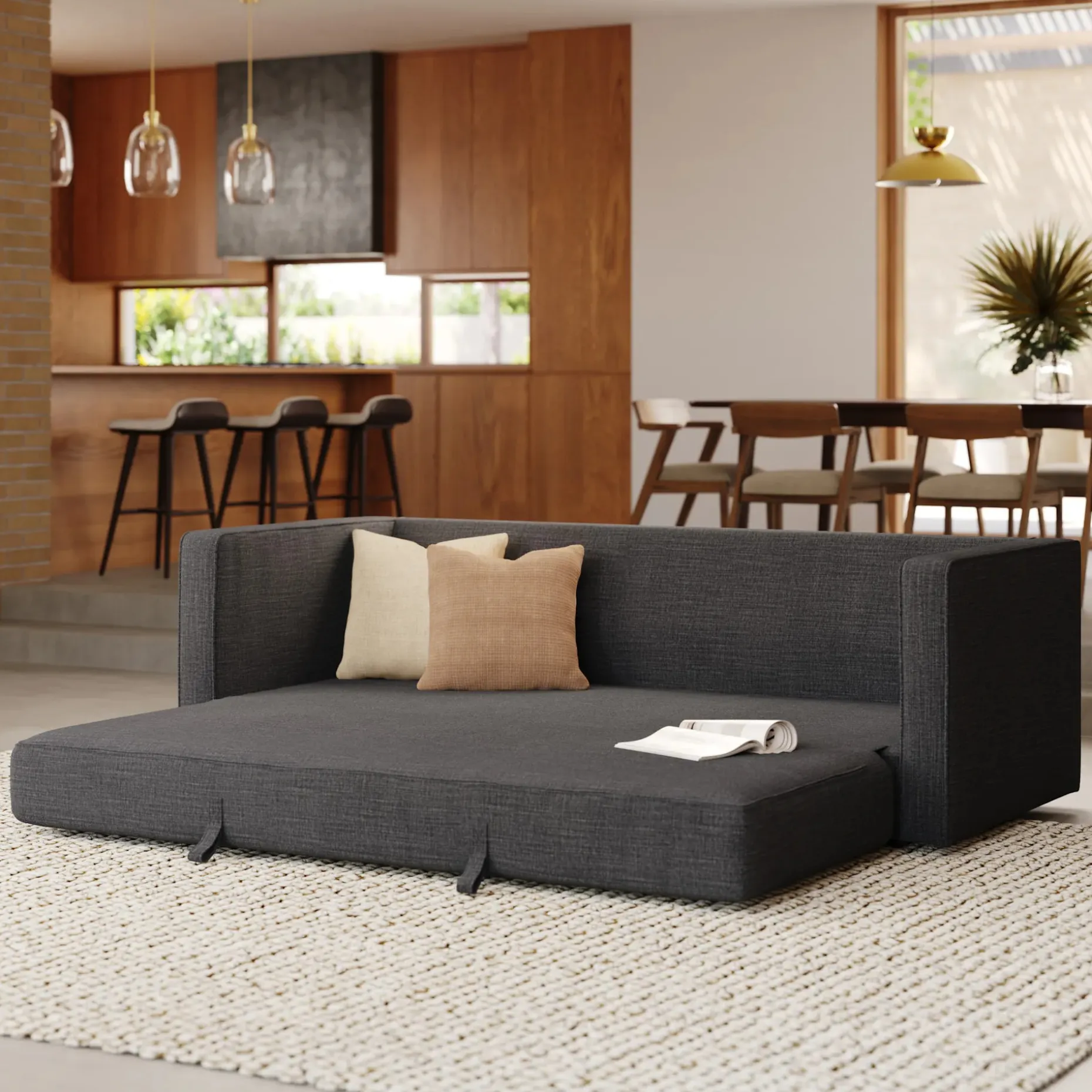 Sven 88" Tufted Sofa Bed - Napa Charcoal
