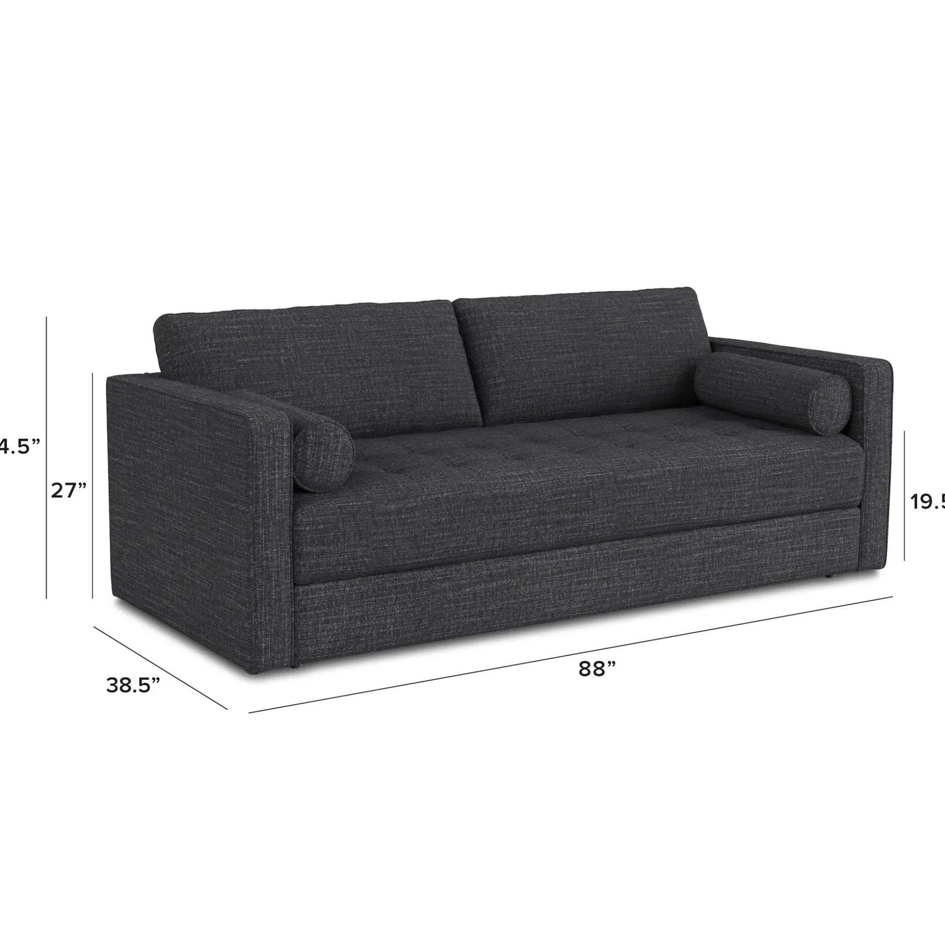 Sven 88" Tufted Sofa Bed - Napa Charcoal