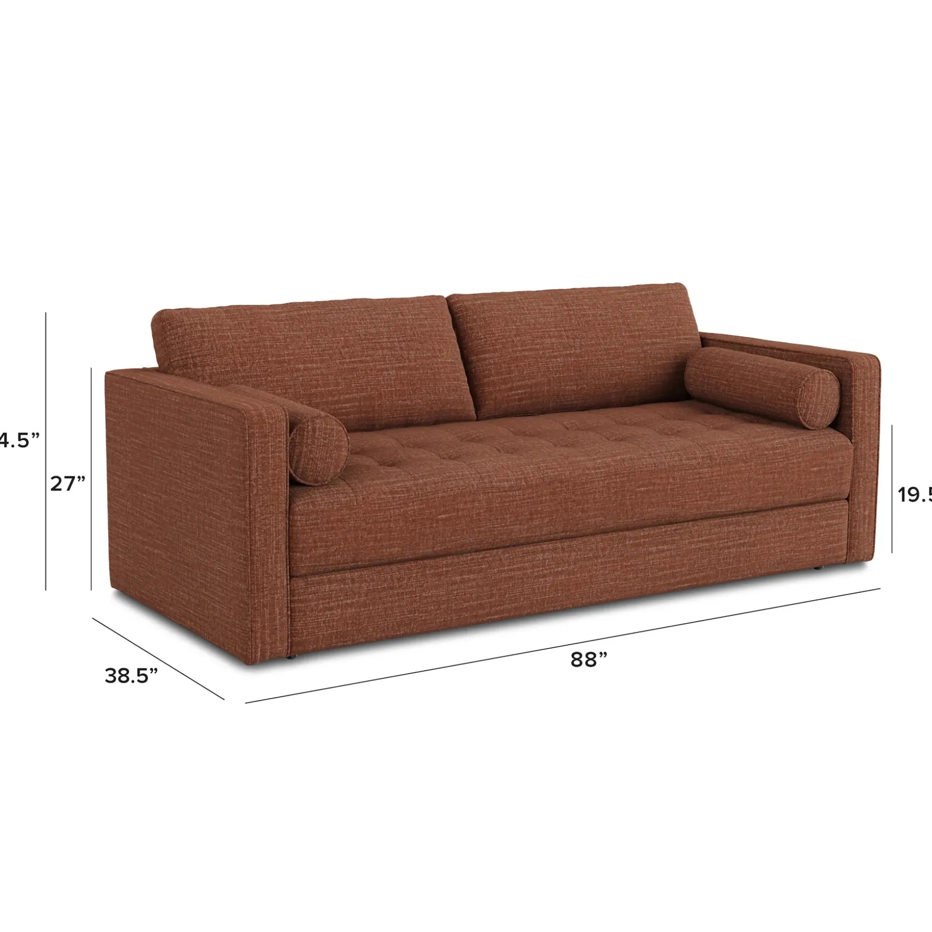 Sven 88" Tufted Sofa Bed - Napa Rust