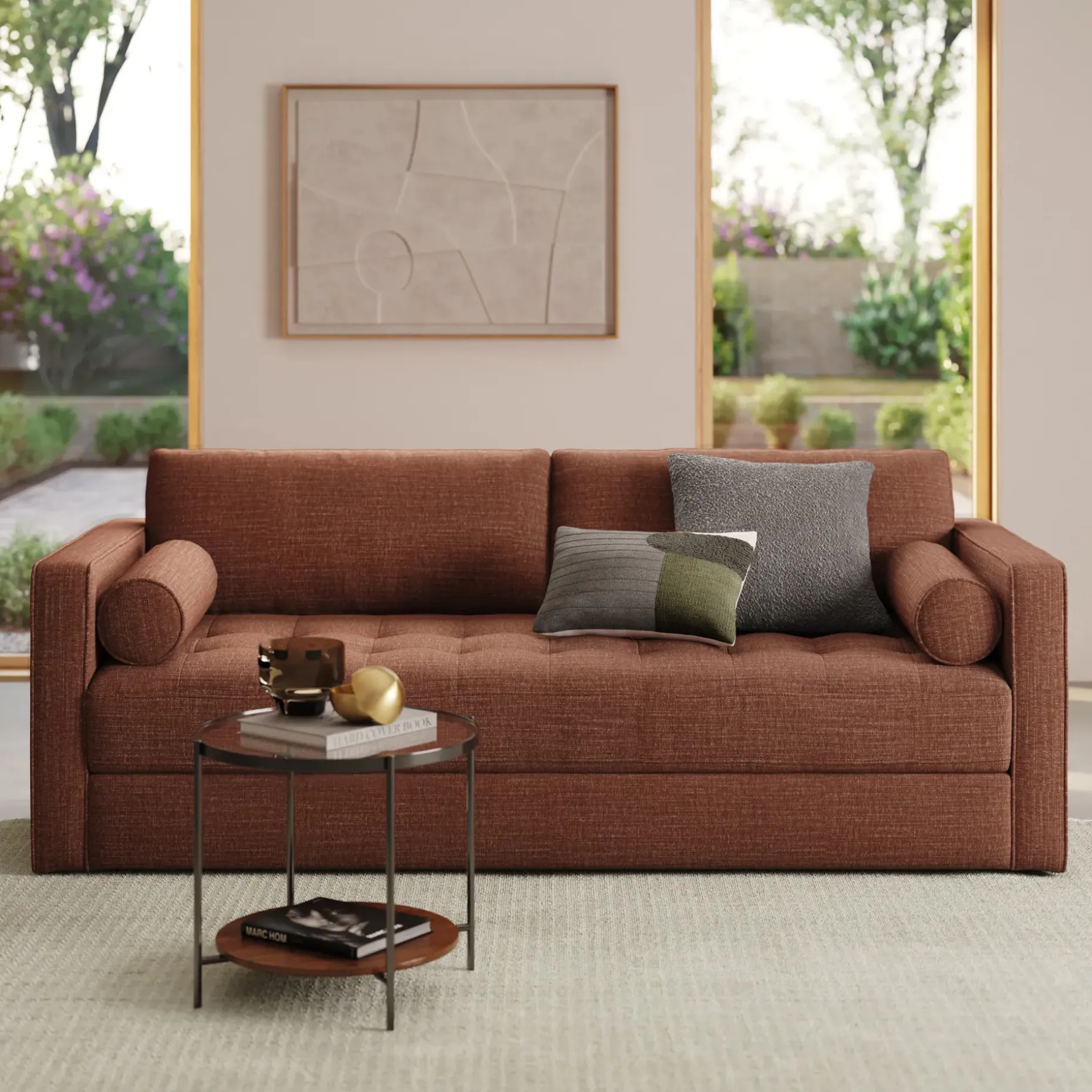 Sven 88" Tufted Sofa Bed - Napa Rust