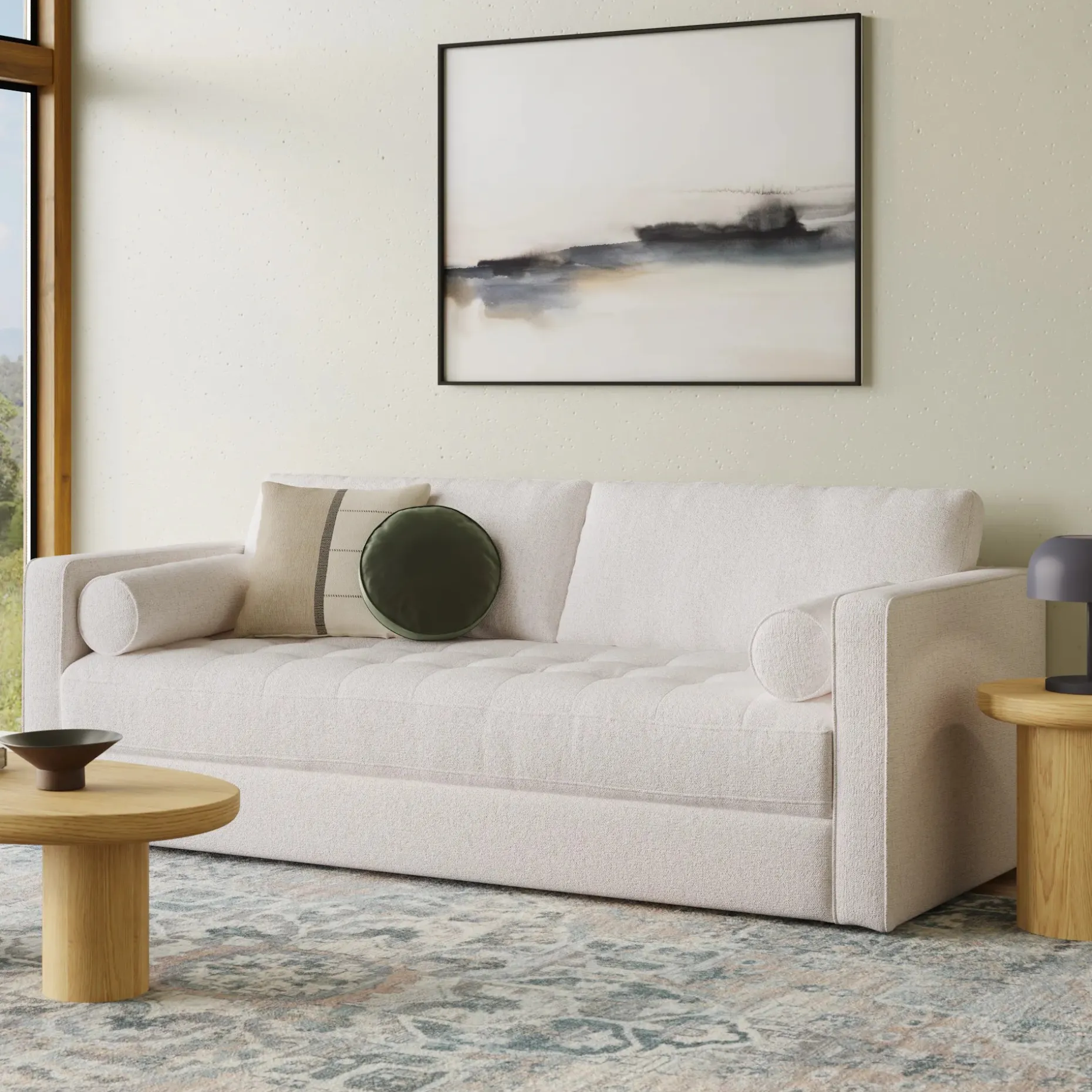 Sven 88" Tufted Sofa Bed - Napa White