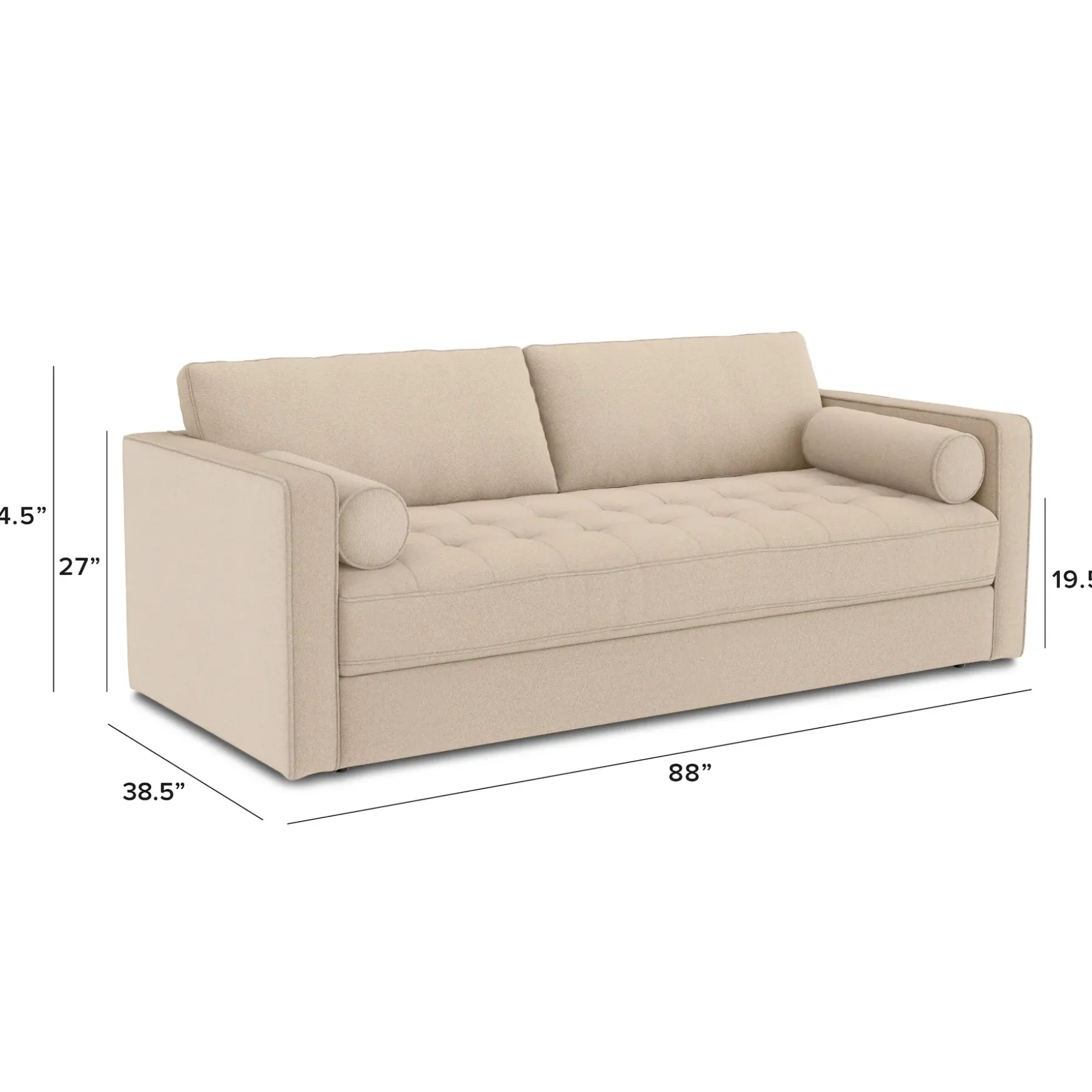 Sven 88" Tufted Sofa Bed - Ratine Buff