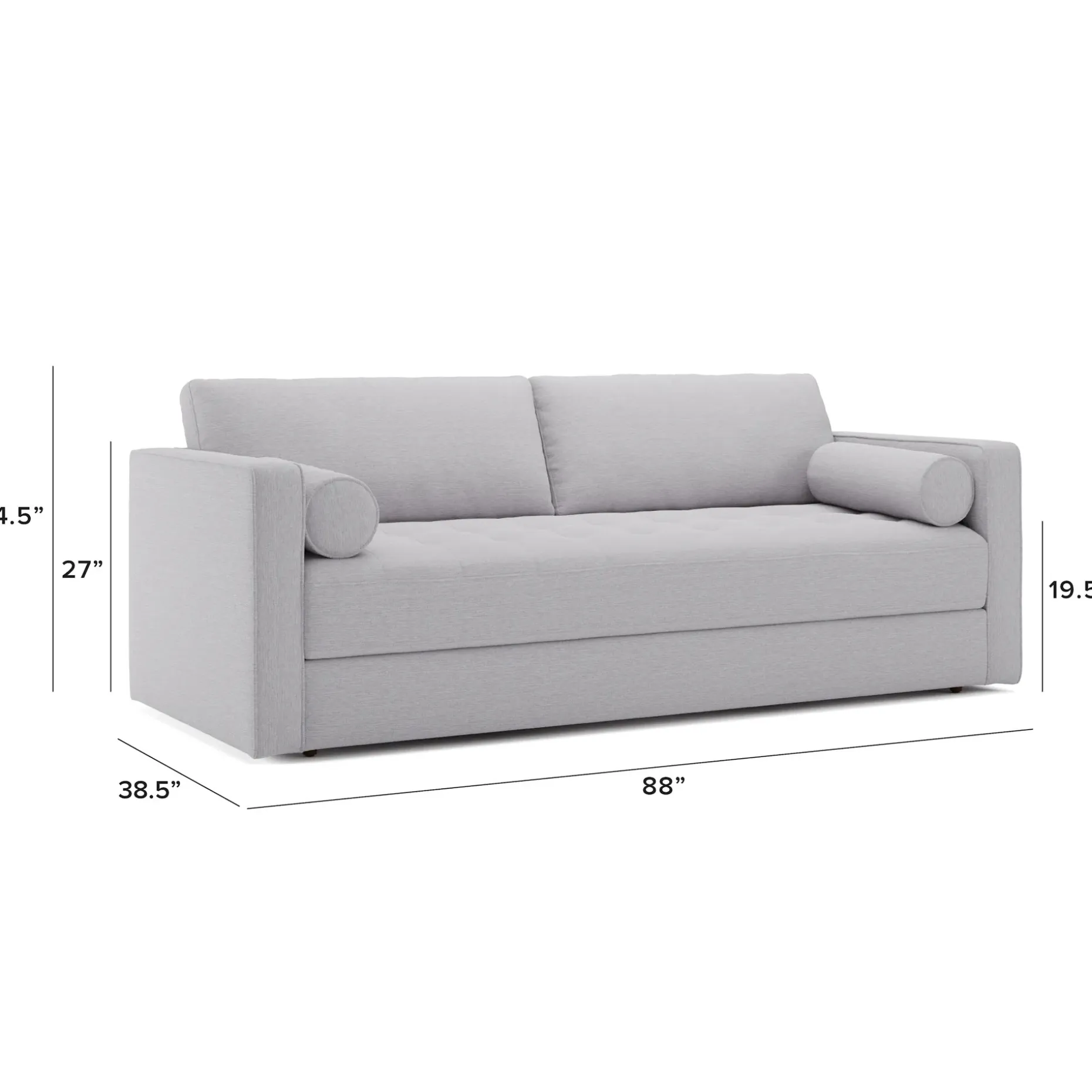 Sven 88" Tufted Sofa Bed - Silver Ivory