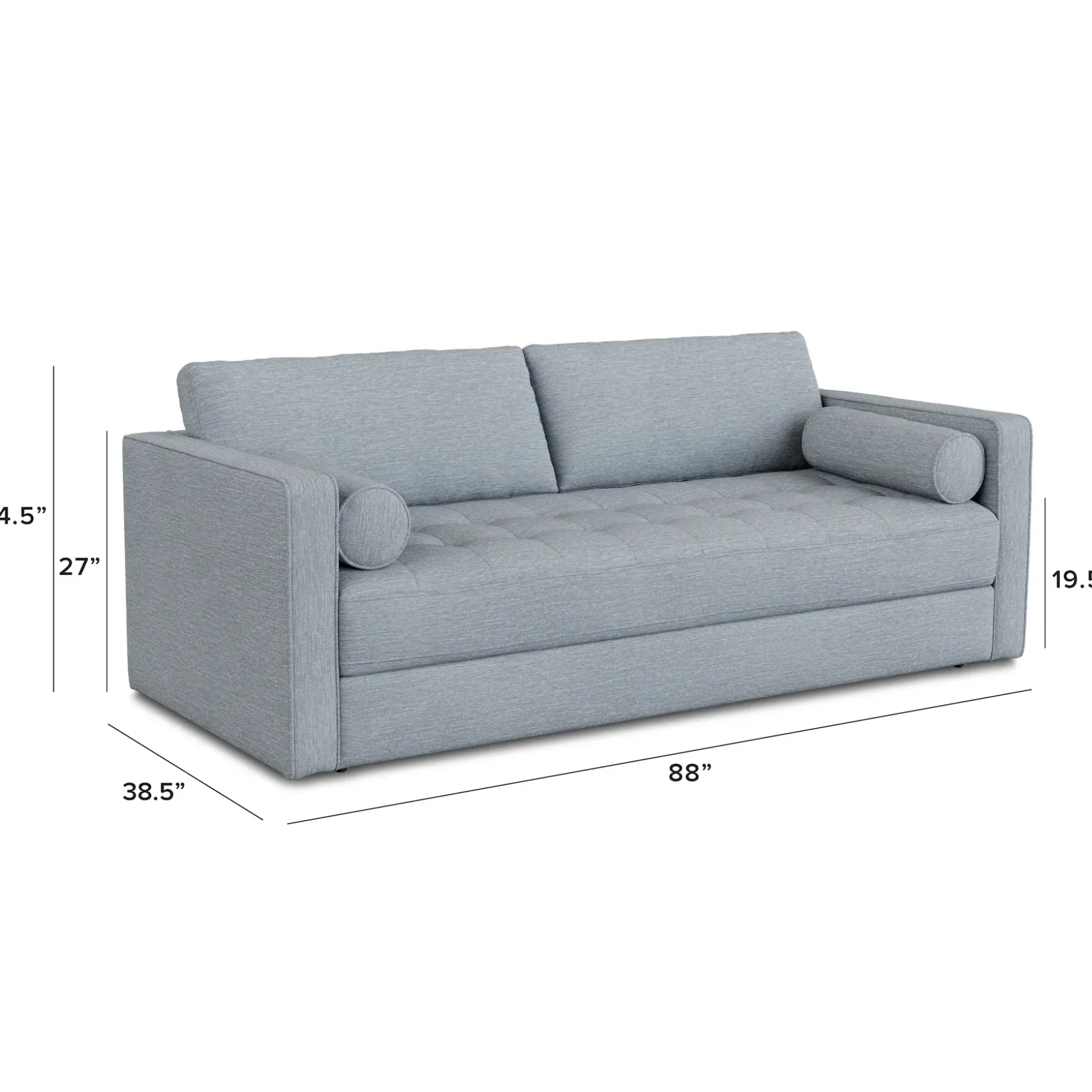 Sven 88" Tufted Sofa Bed - Silver Light Blue