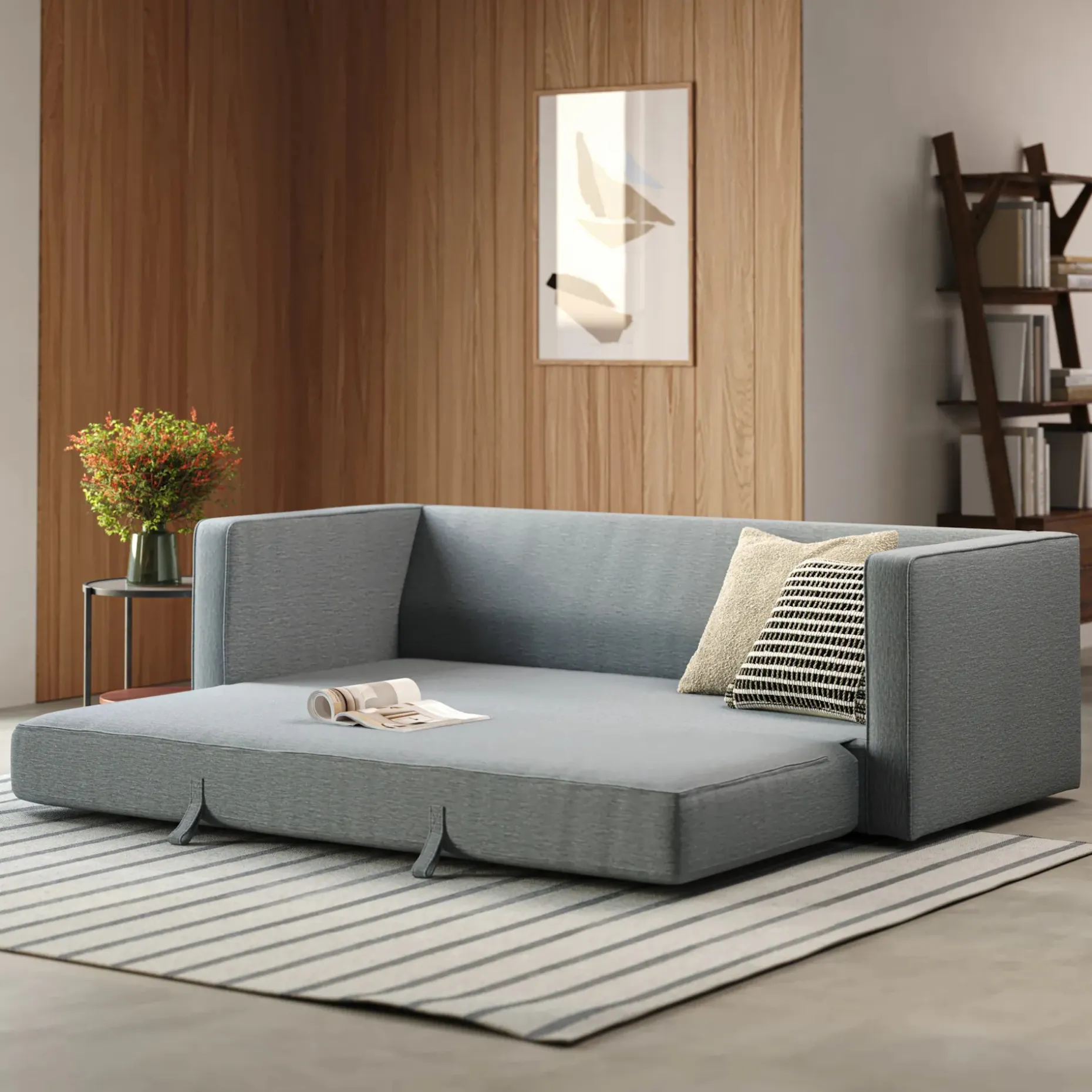 Sven 88" Tufted Sofa Bed - Silver Light Blue