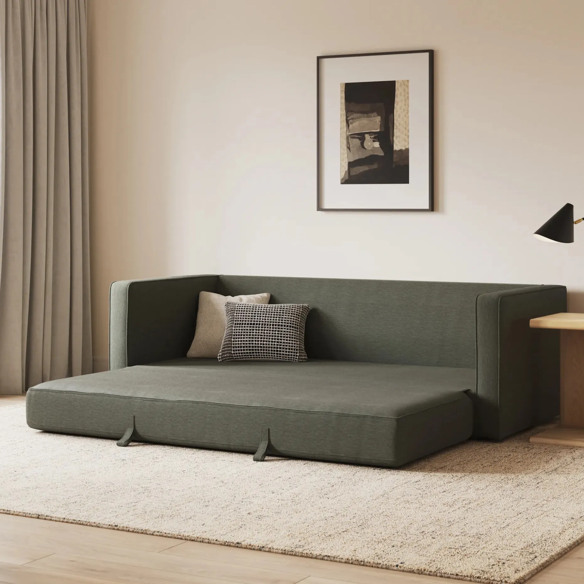 Sven 88" Tufted Sofa Bed - Silver Moss