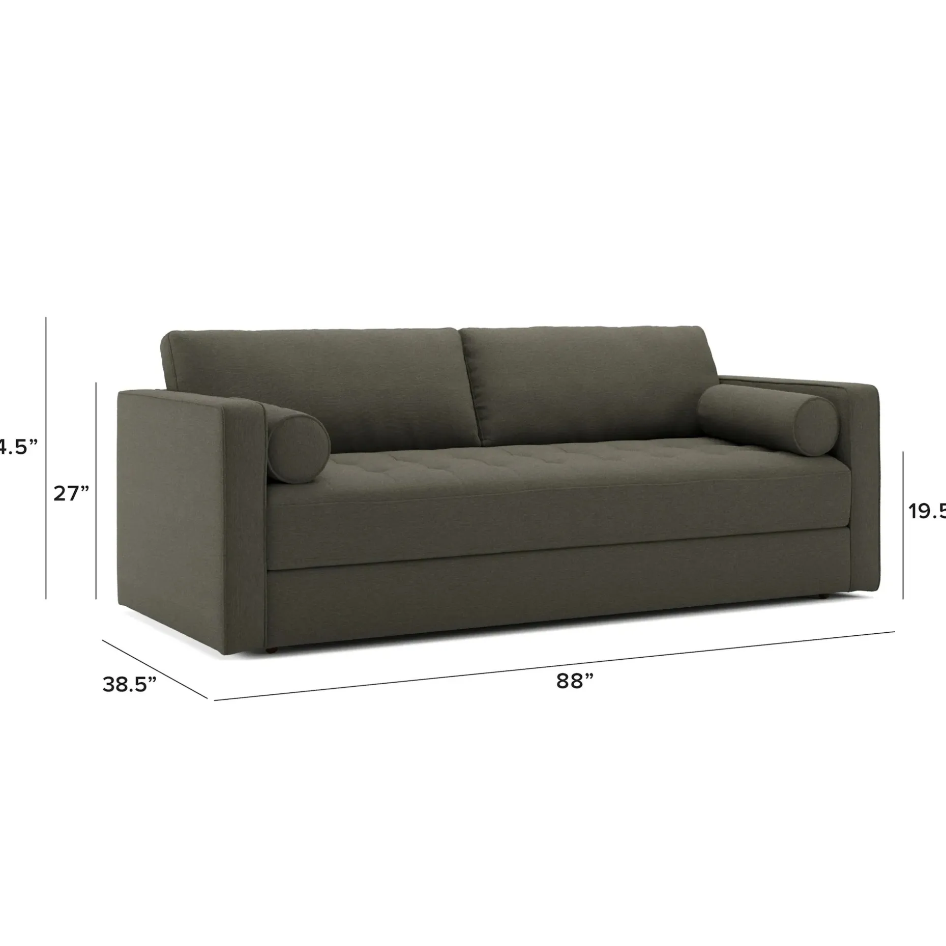 Sven 88" Tufted Sofa Bed - Silver Moss