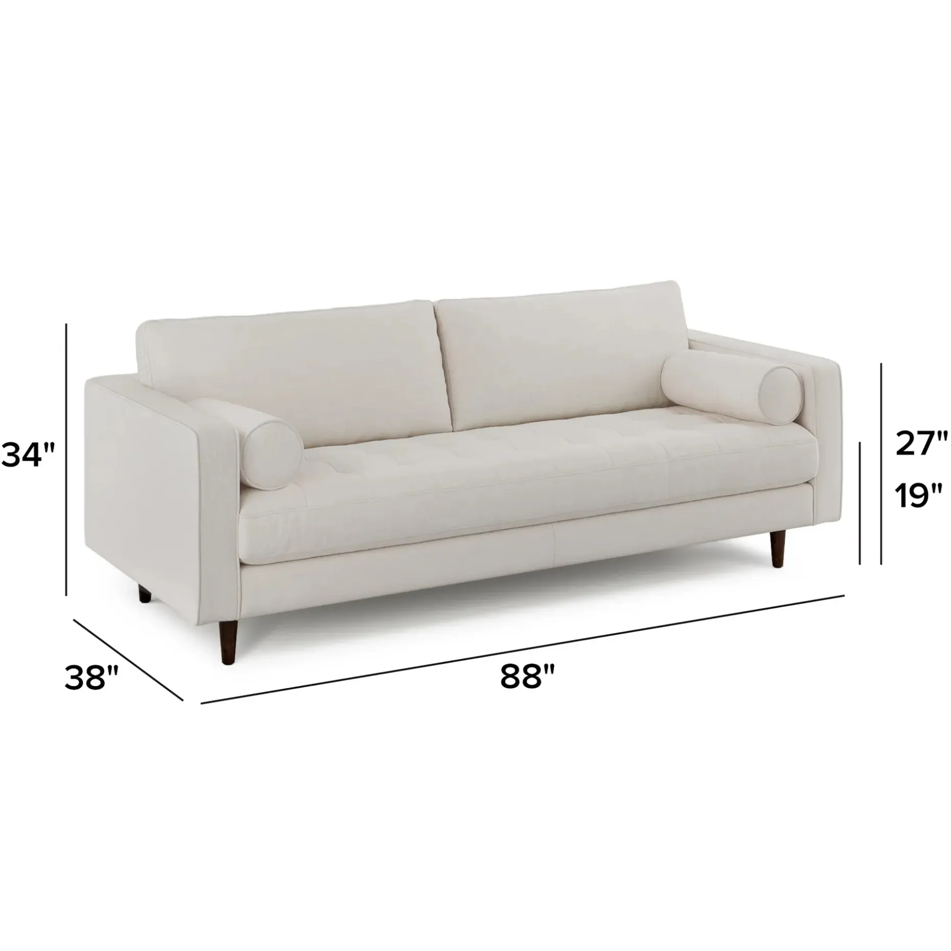 Sven 88" Tufted Sofa - Biscuit Cream