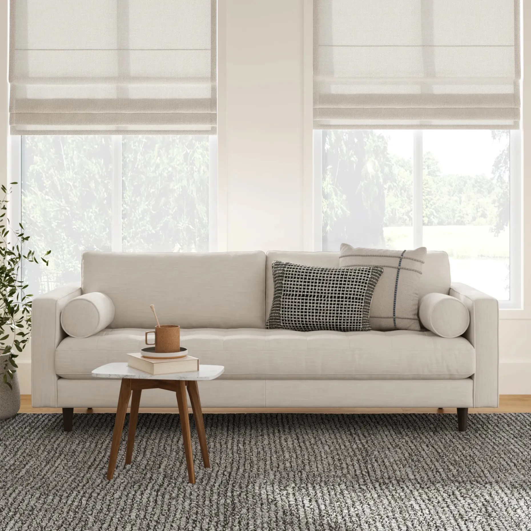 Sven 88" Tufted Sofa - Biscuit Cream