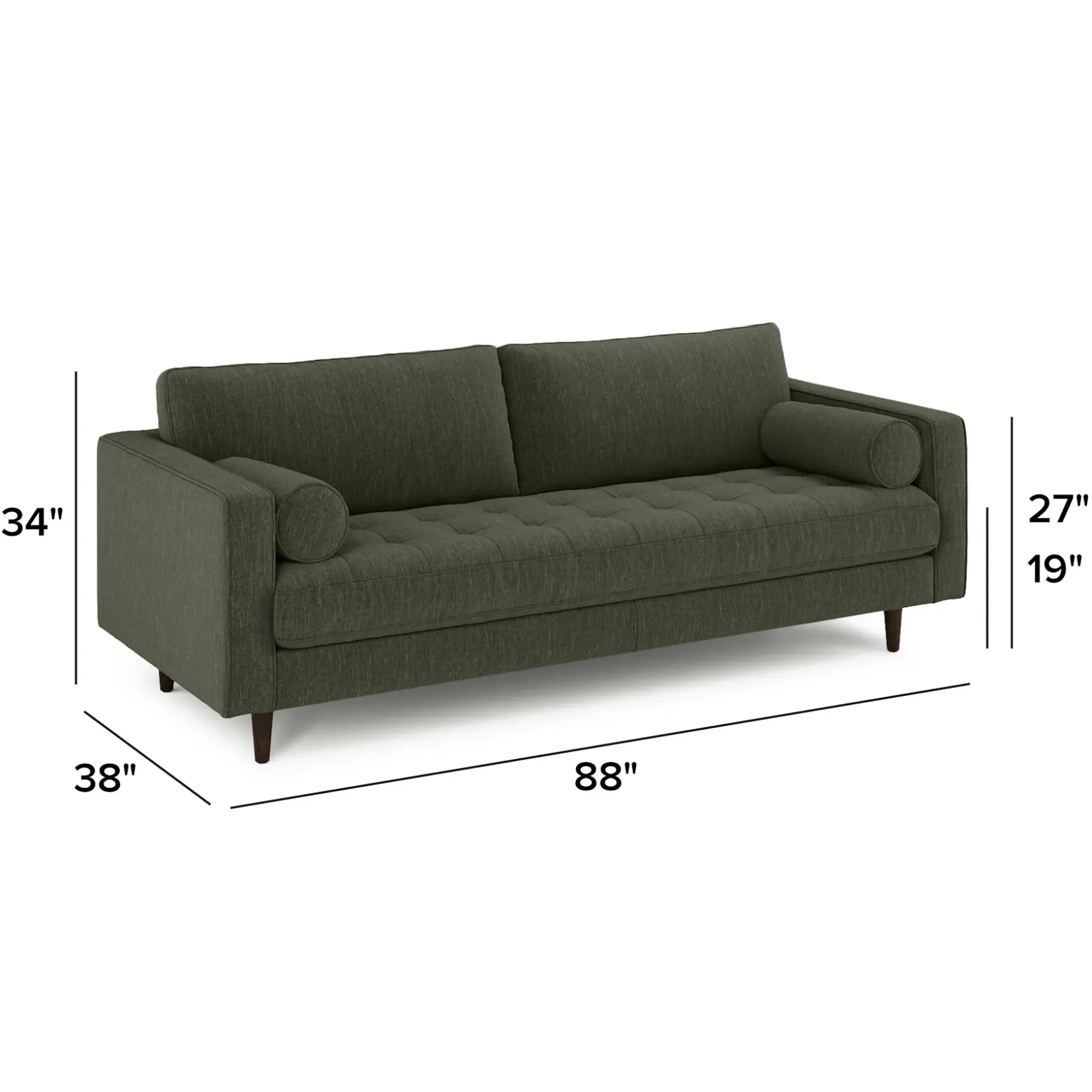 Sven 88" Tufted Sofa - Fir Green