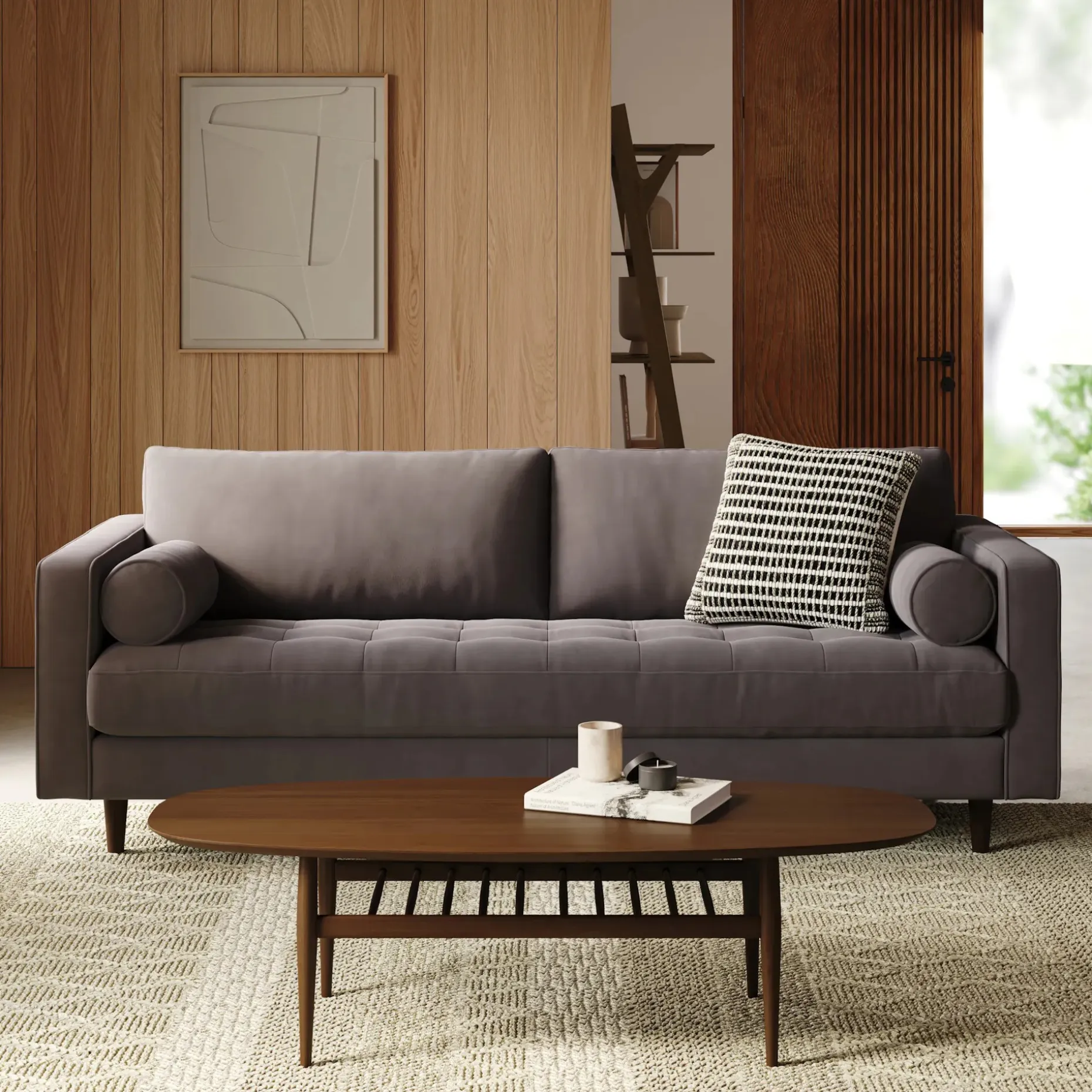 Sven 88" Tufted Sofa - Hale Warm Gray