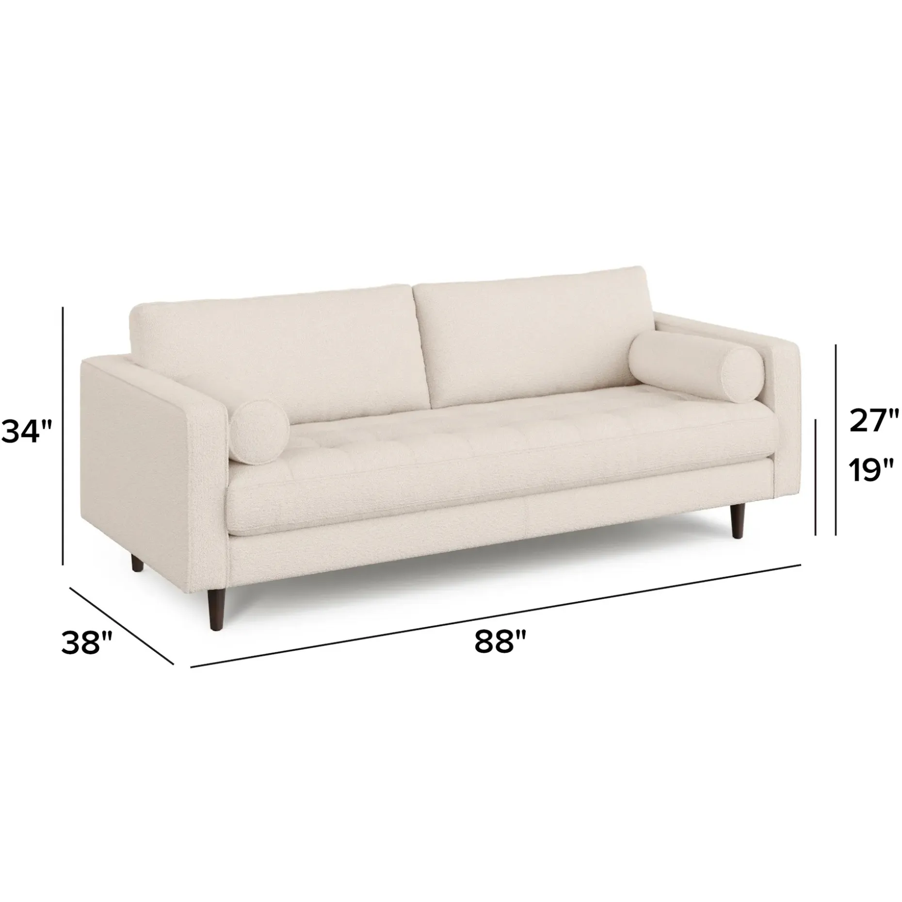 Sven 88" Tufted Sofa - Ivory Wool Bouclé