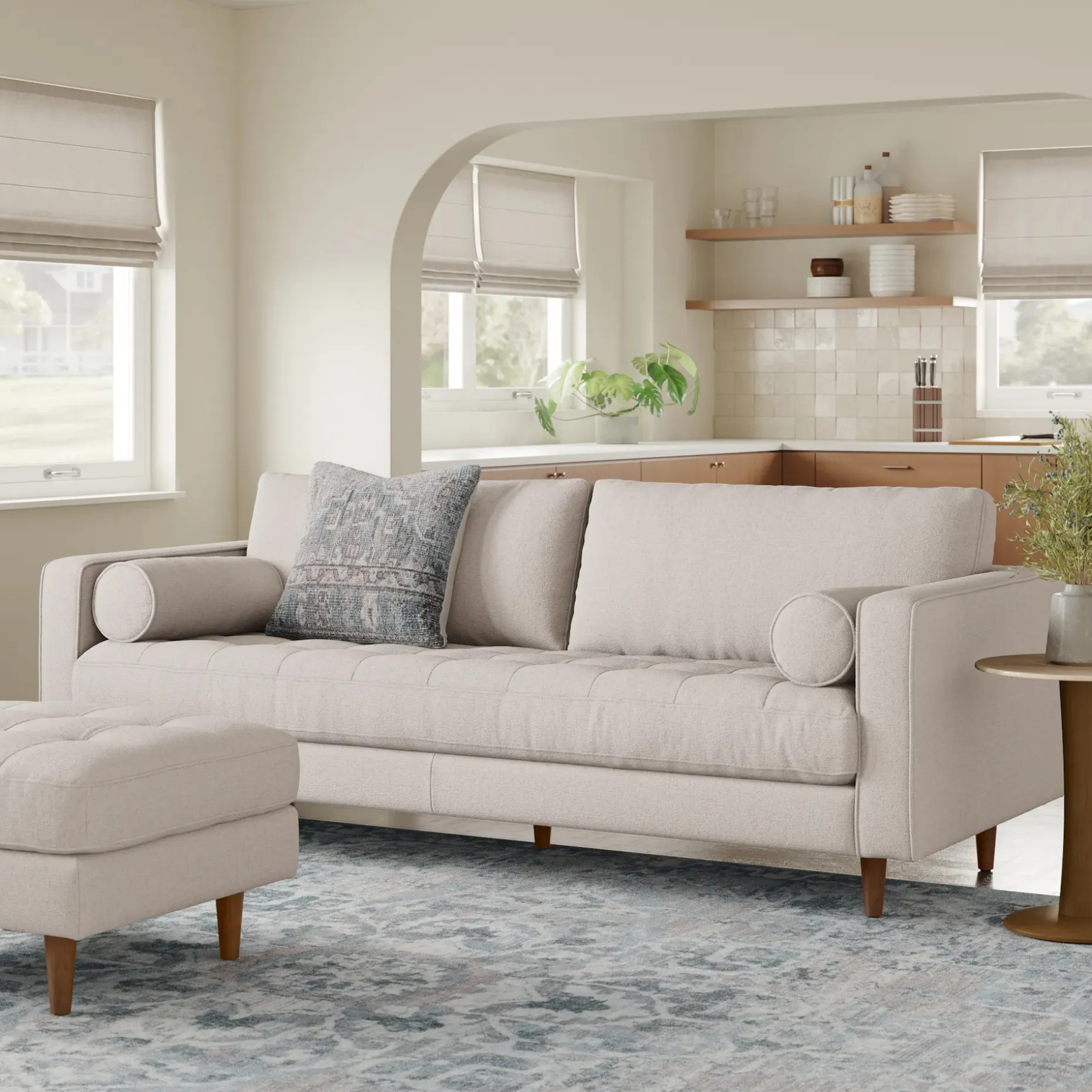 Sven 88" Tufted Sofa - Napa White