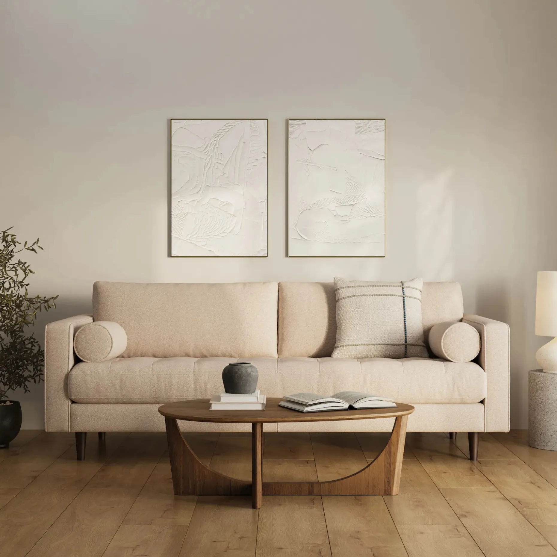 Sven 88" Tufted Sofa - Ratine Buff
