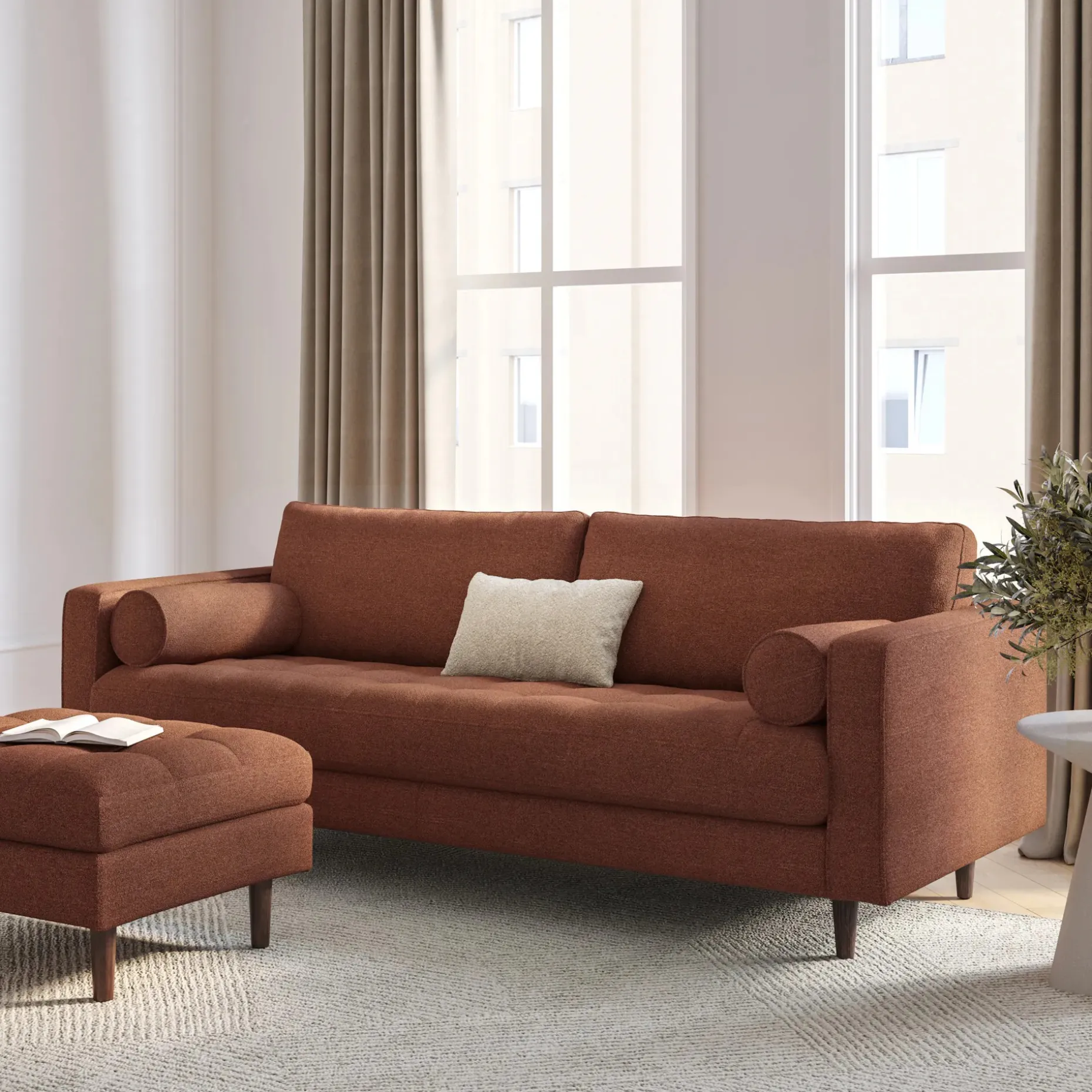 Sven 88" Tufted Sofa - Ratine Oxide
