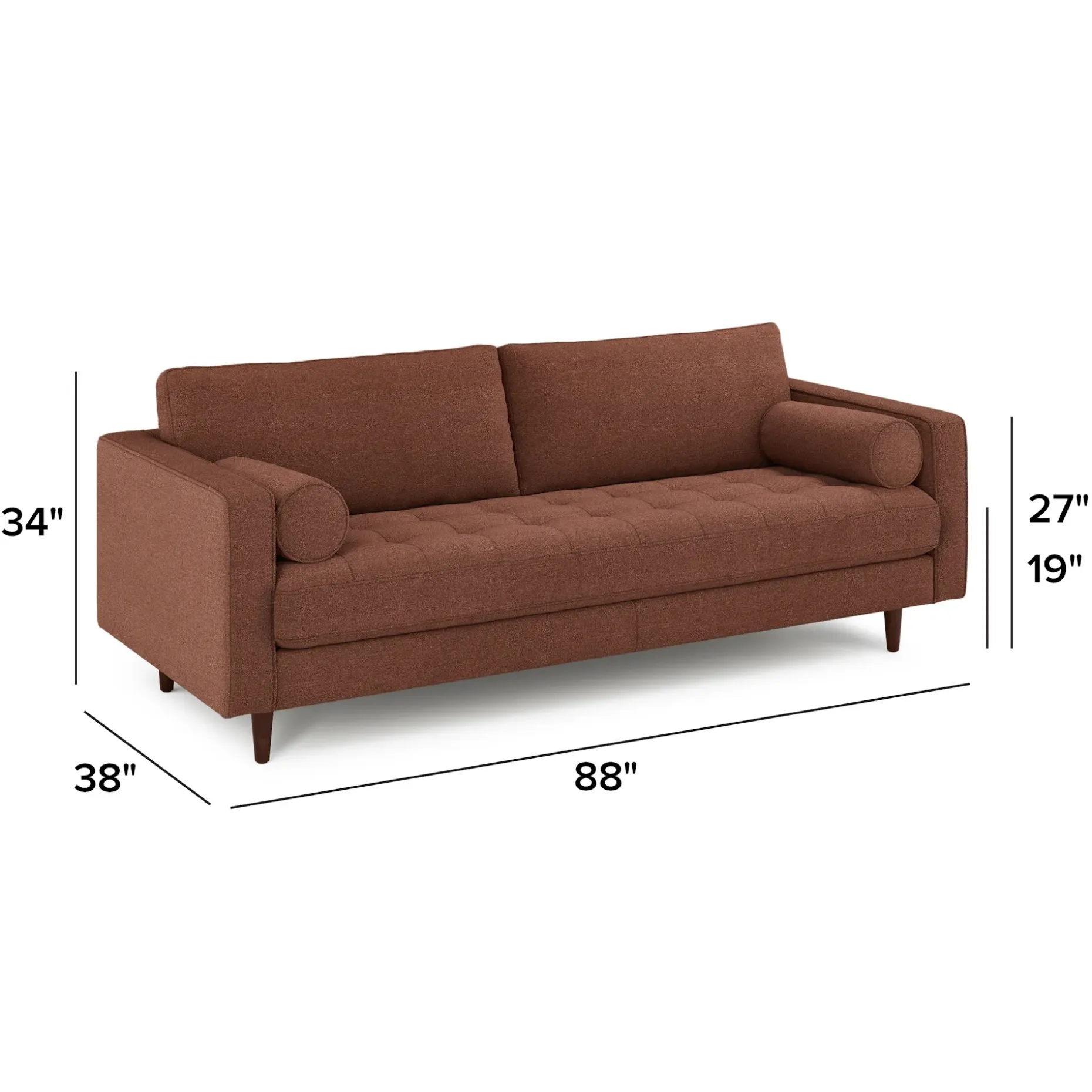 Sven 88" Tufted Sofa - Ratine Oxide