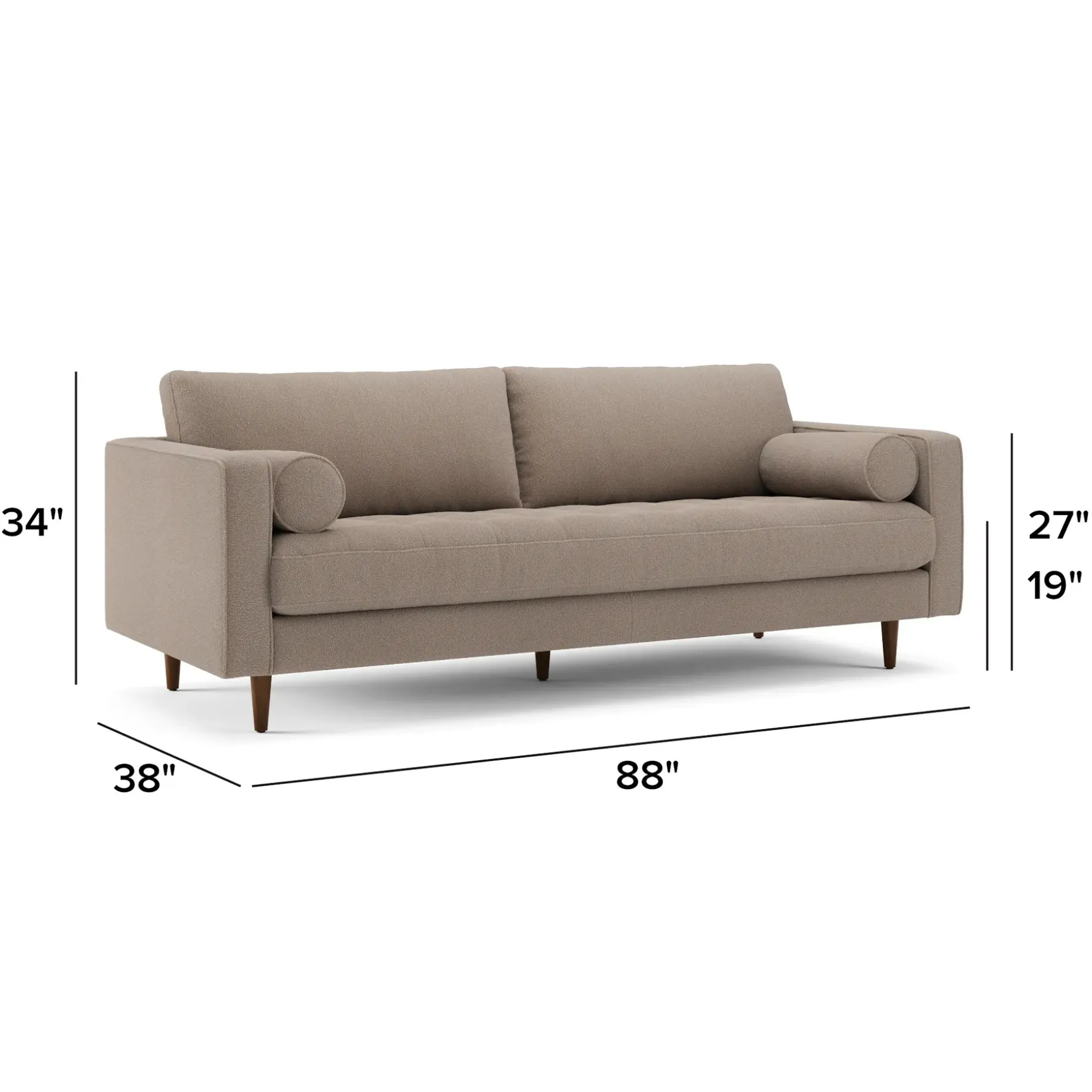 Sven 88" Tufted Sofa - Sandstone Wool Bouclé
