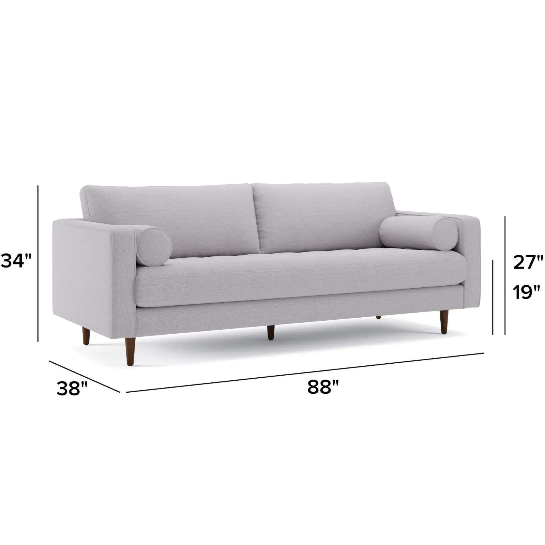 Sven 88" Tufted Sofa - Silver Ivory