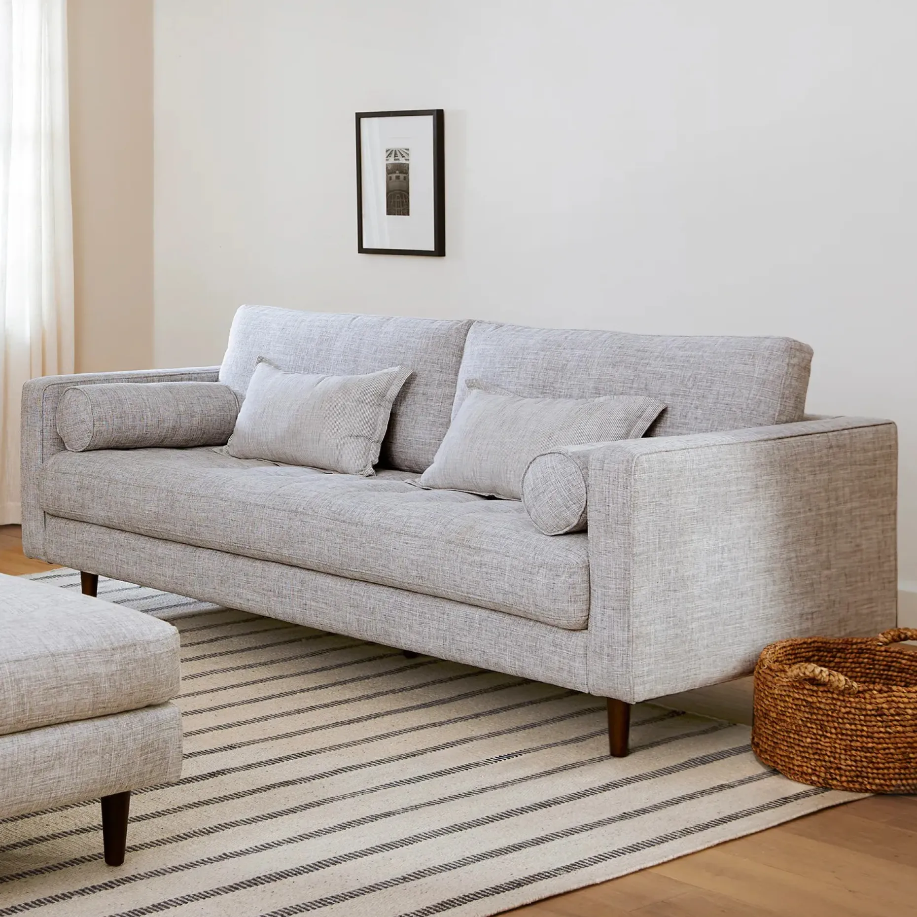 Sven 88" Tufted Sofa - Stone Gray