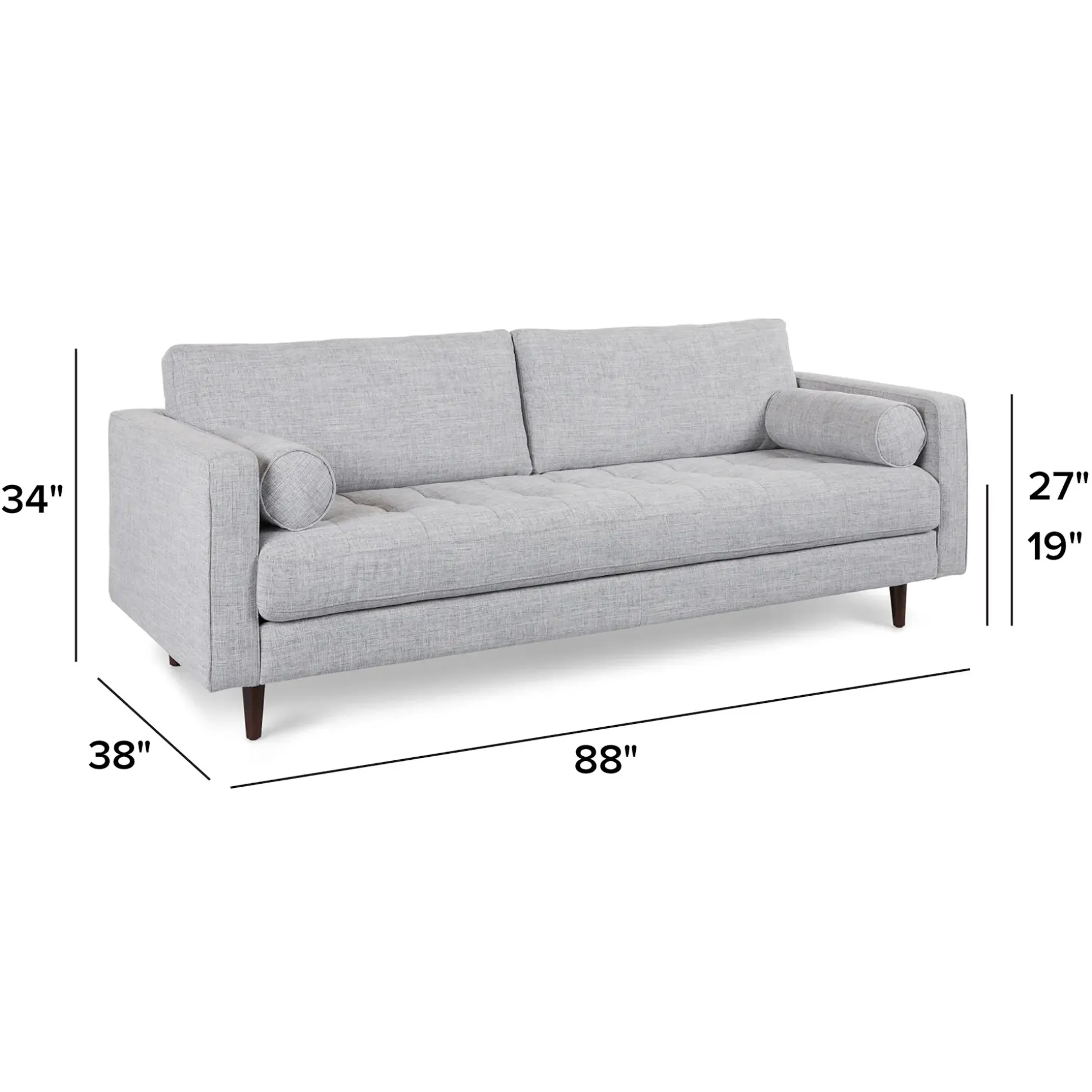 Sven 88" Tufted Sofa - Stone Gray