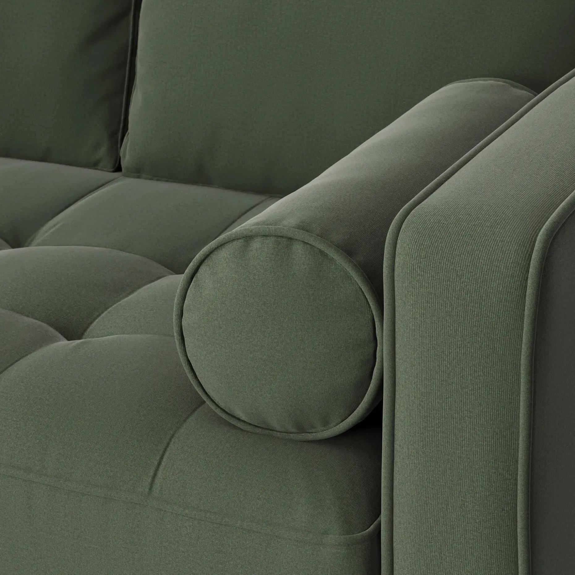 Sven 91" Tufted Velvet Corner Sectional - Plush Pacific Green