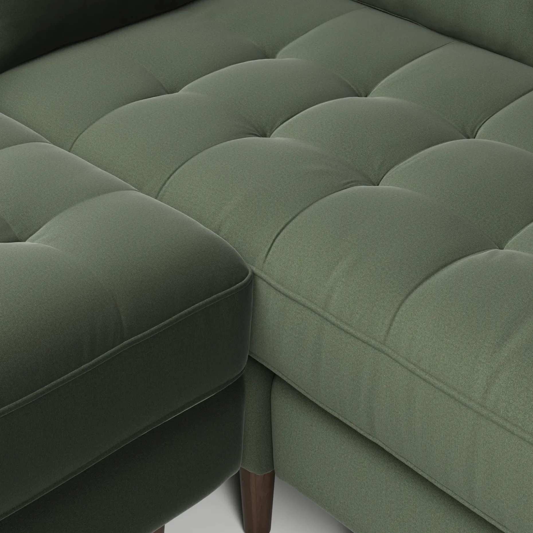 Sven 91" Tufted Velvet Corner Sectional - Plush Pacific Green