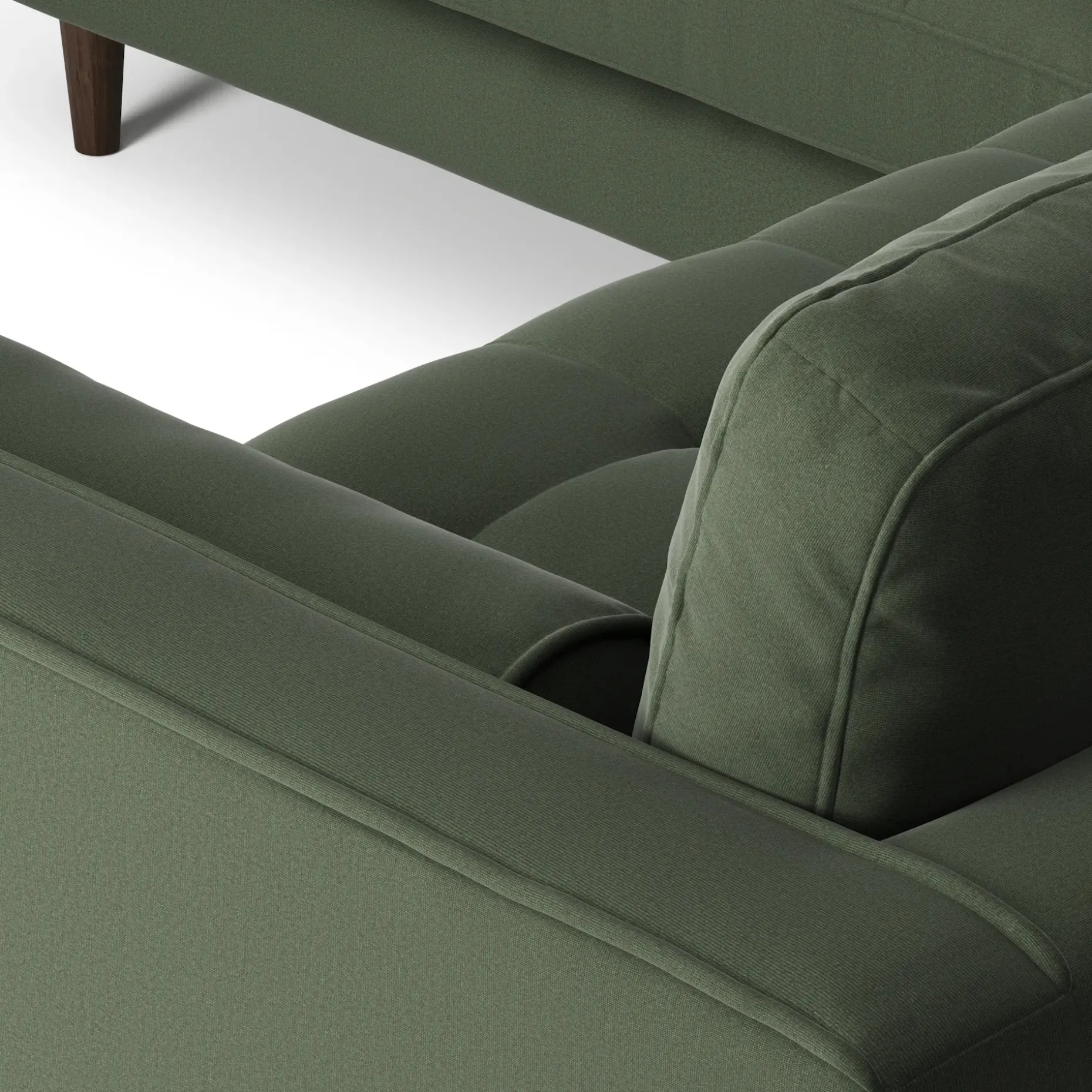Sven 91" Tufted Velvet Corner Sectional - Plush Pacific Green