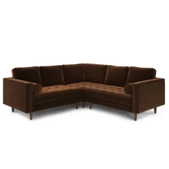 Sven 91" Tufted Velvet Corner Sectional - Plush Pacific Brown