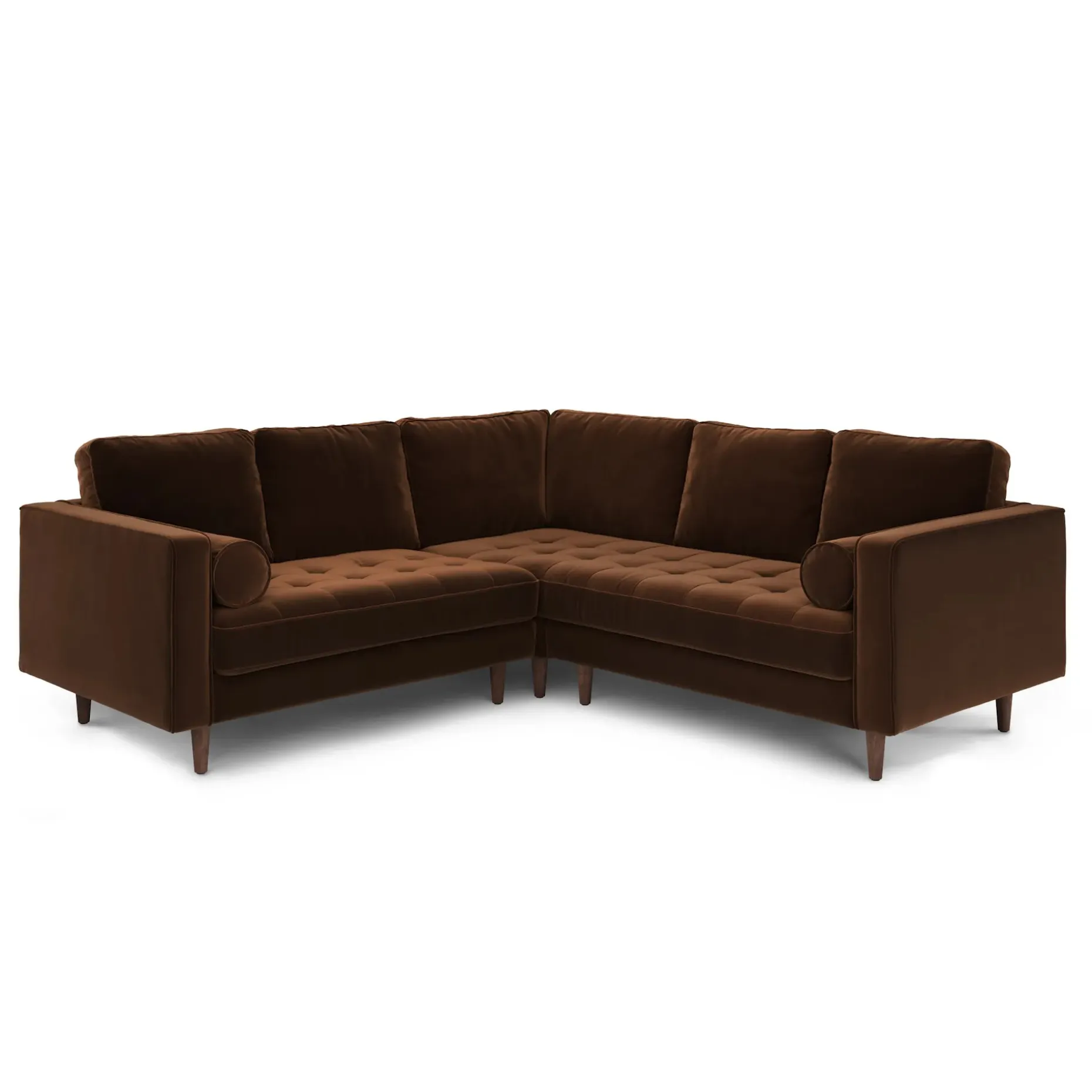 Sven 91" Tufted Velvet Corner Sectional - Plush Pacific Brown