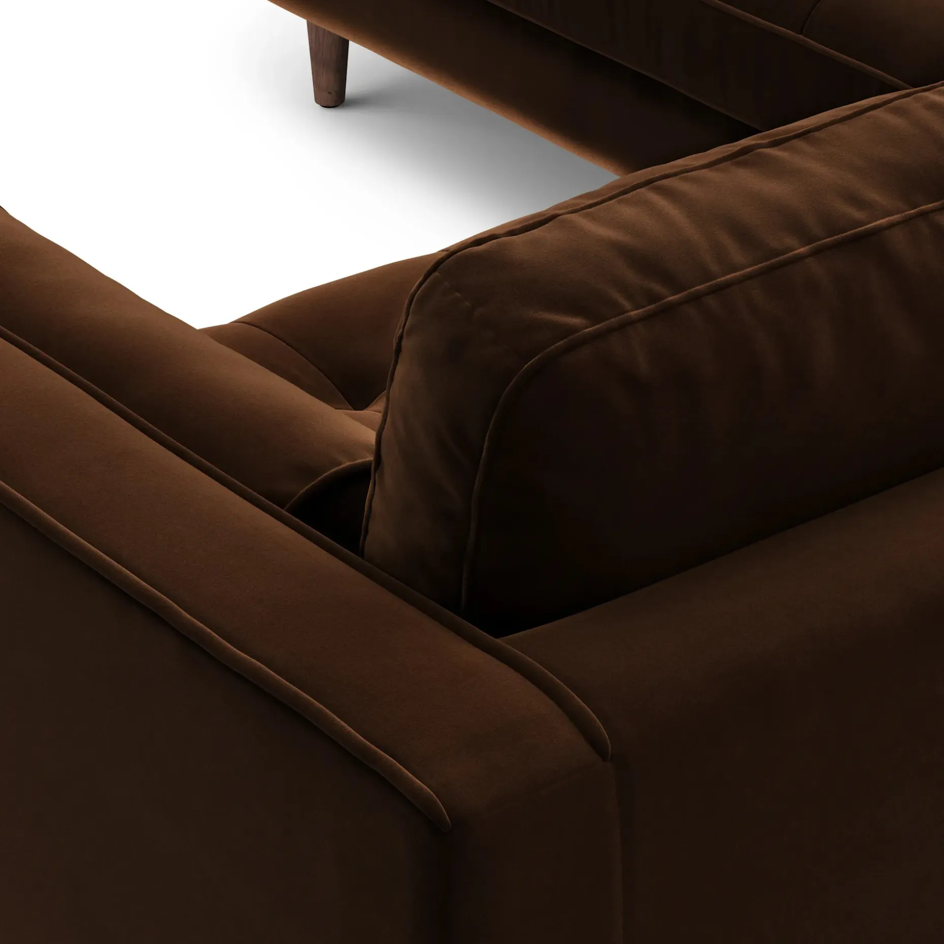 Sven 91" Tufted Velvet Corner Sectional - Plush Pacific Brown