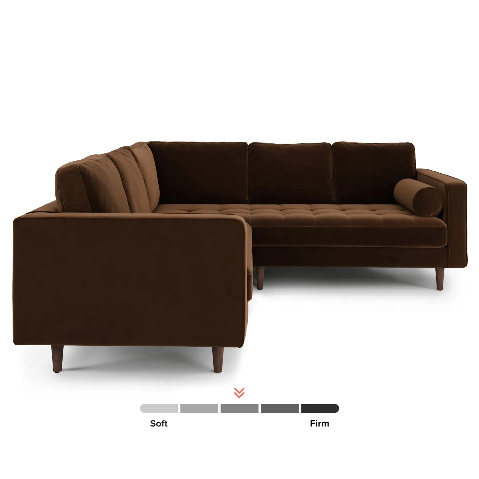Sven 91" Tufted Velvet Corner Sectional - Plush Pacific Brown