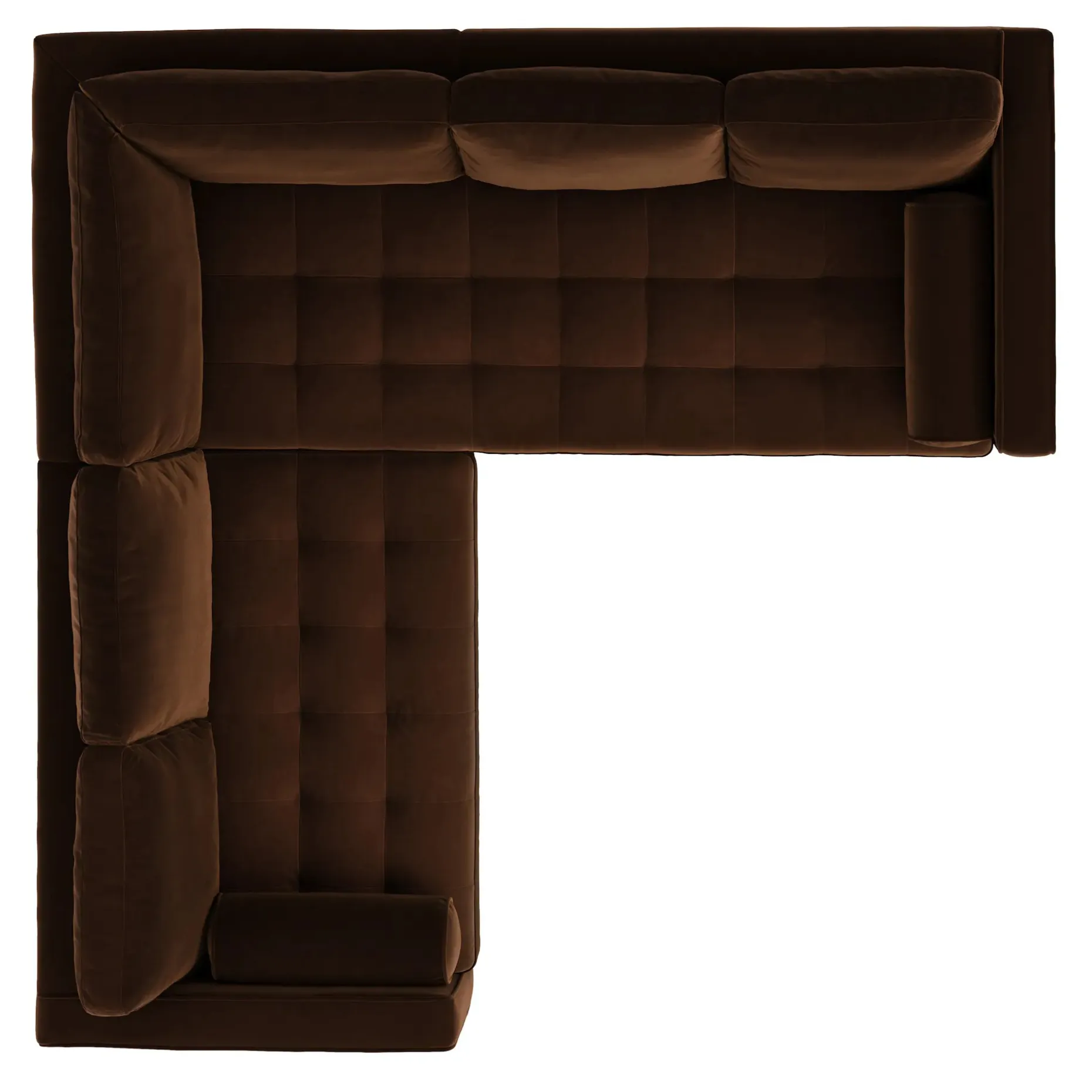 Sven 91" Tufted Velvet Corner Sectional - Plush Pacific Brown