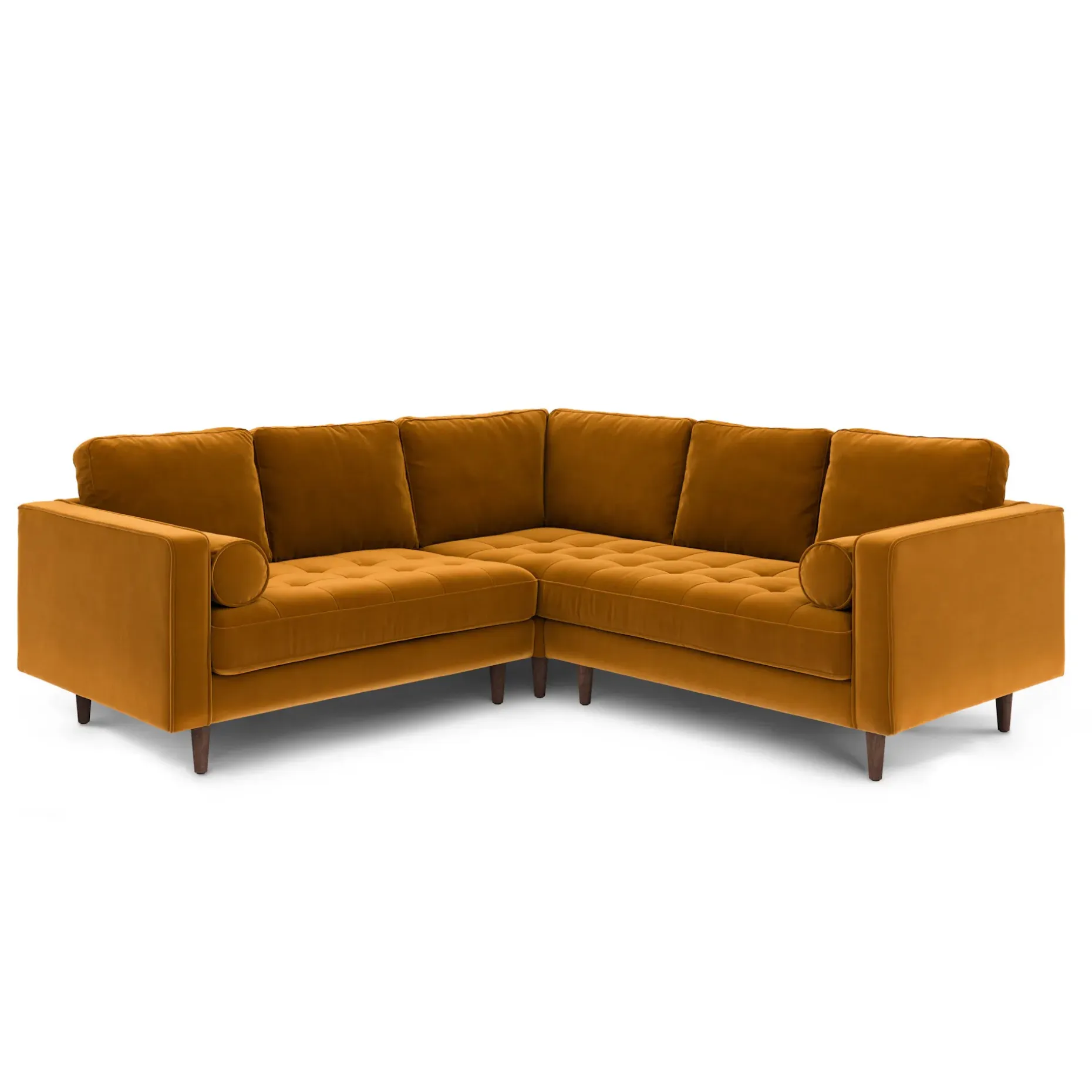 Sven 91" Tufted Velvet Corner Sectional - Plush Pacific Ginger