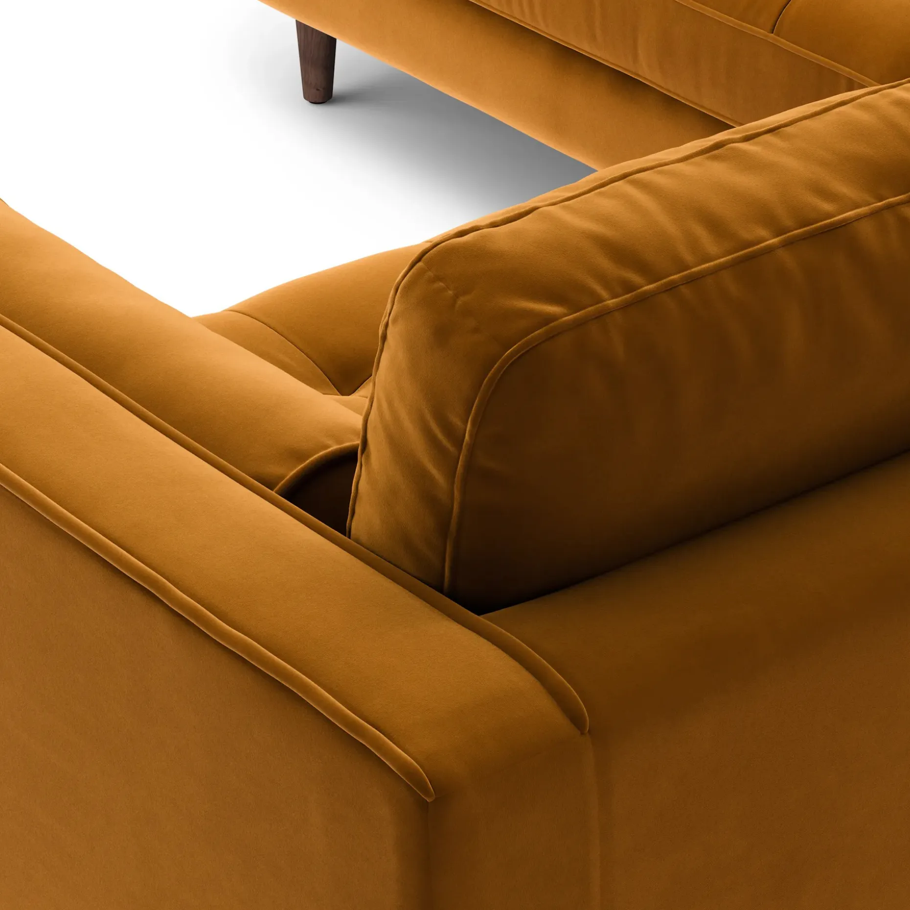 Sven 91" Tufted Velvet Corner Sectional - Plush Pacific Ginger