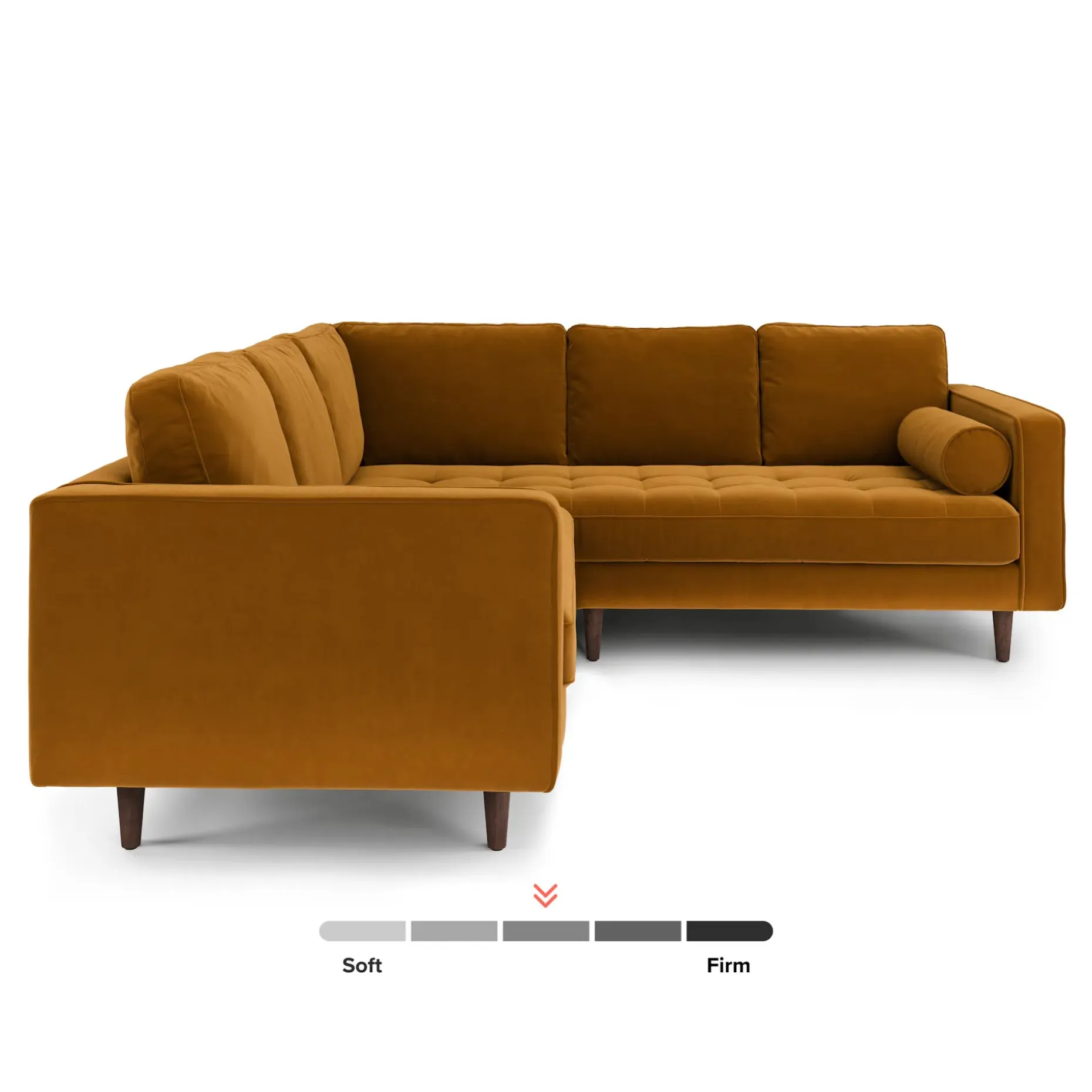 Sven 91" Tufted Velvet Corner Sectional - Plush Pacific Ginger
