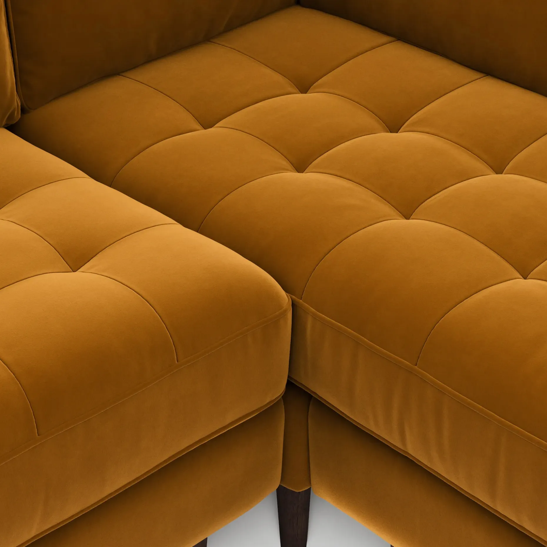 Sven 91" Tufted Velvet Corner Sectional - Plush Pacific Ginger