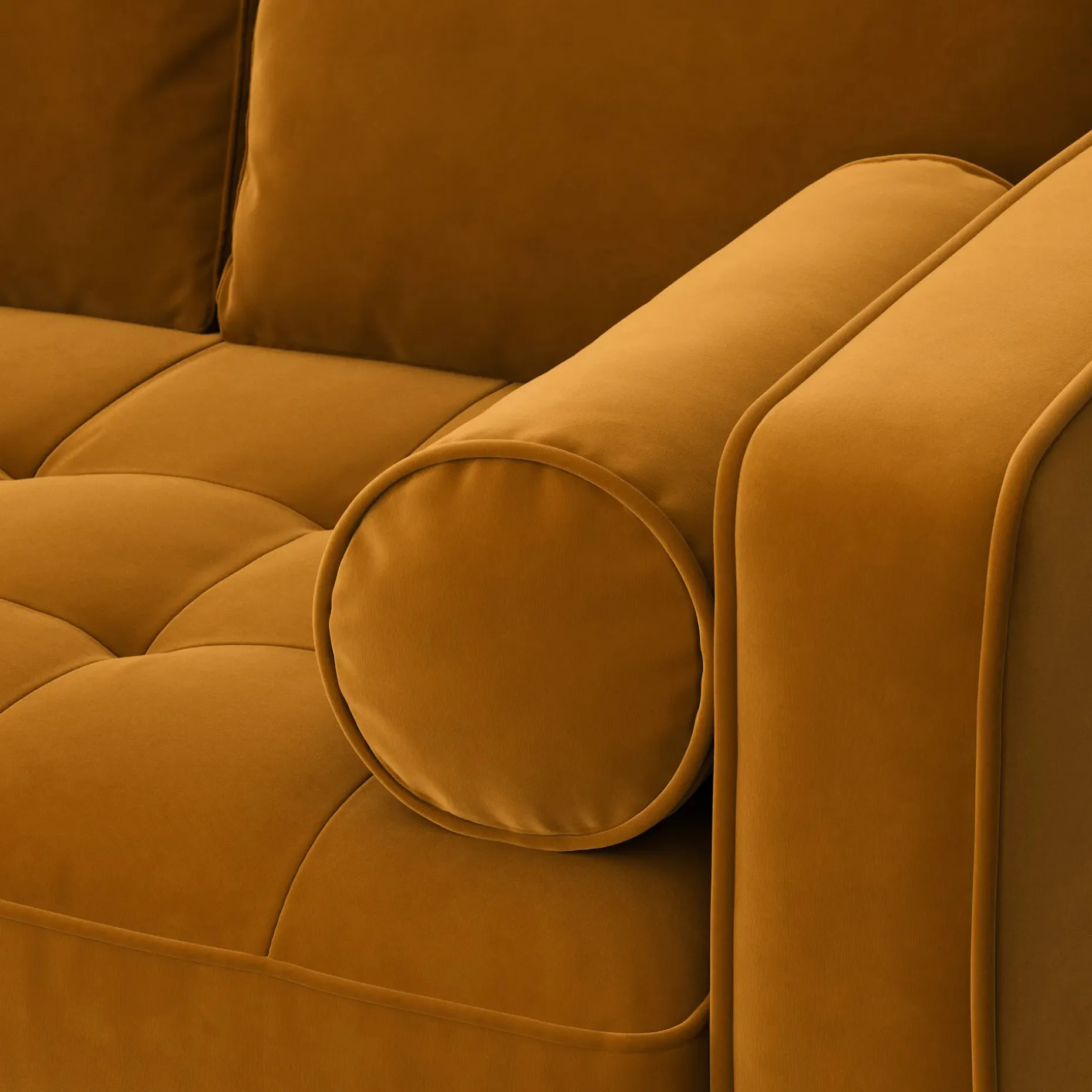 Sven 91" Tufted Velvet Corner Sectional - Plush Pacific Ginger