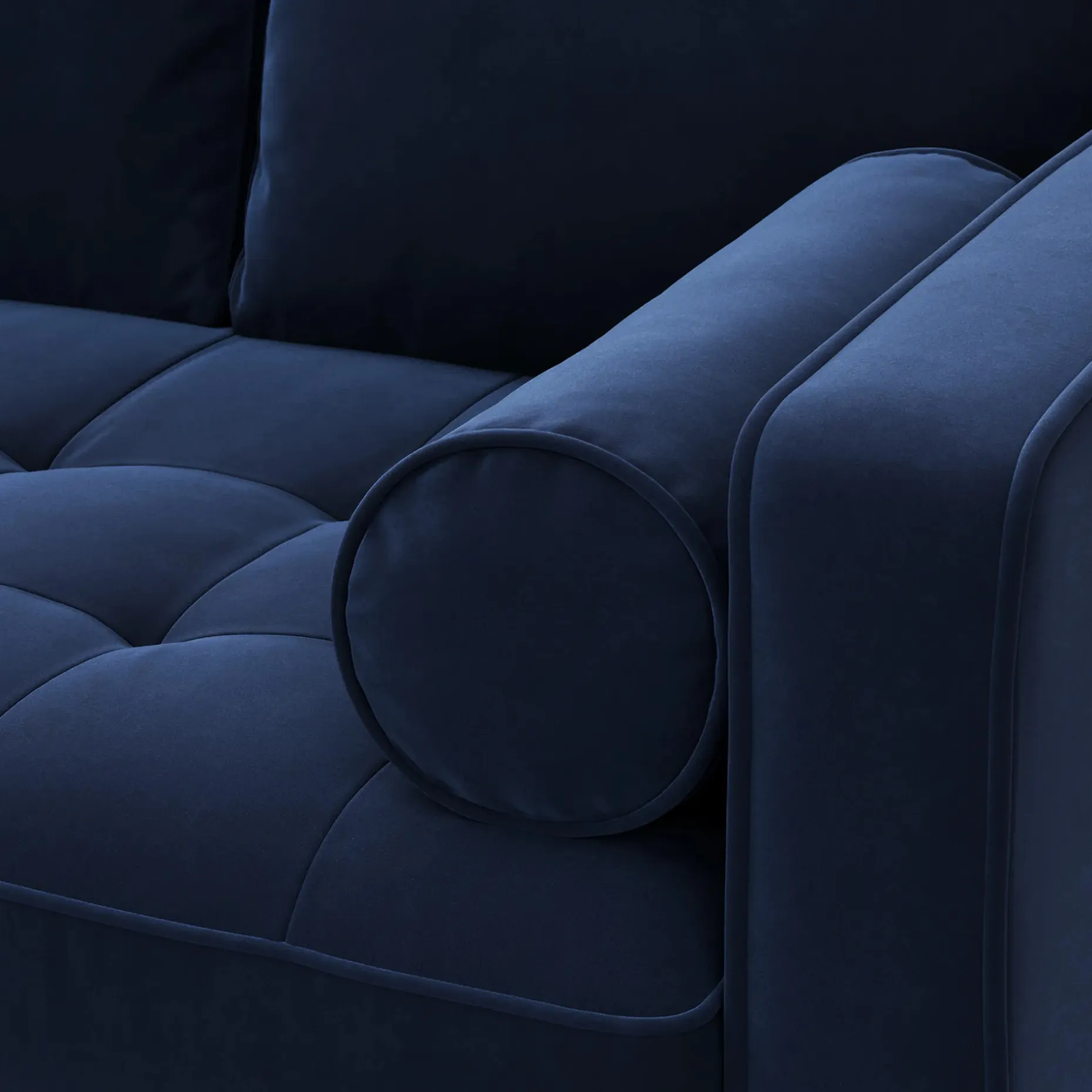 Sven 91" Tufted Velvet Corner Sectional - Plush Cascadia Blue
