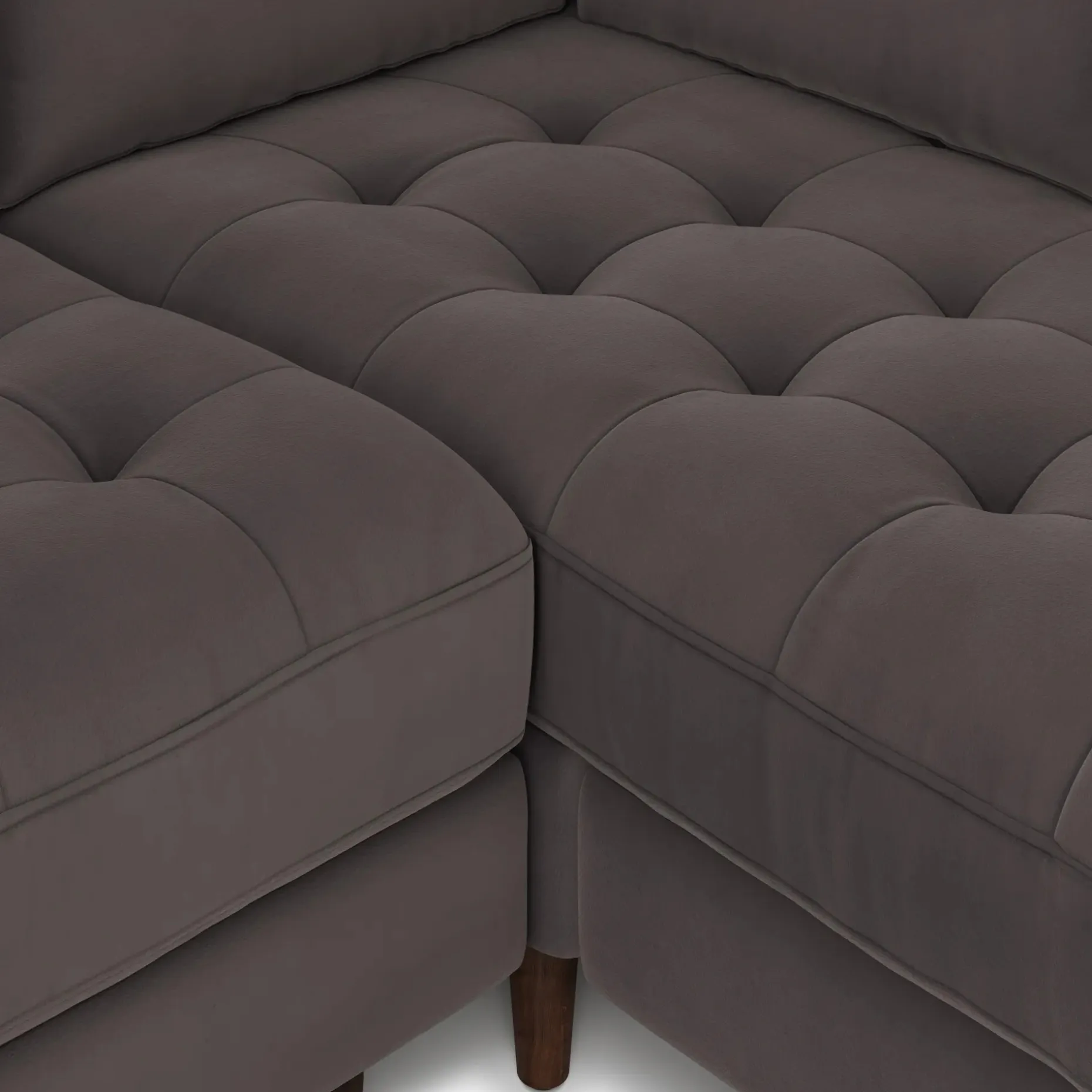 Sven 91" Tufted Velvet Corner Sectional - Hale Warm Gray