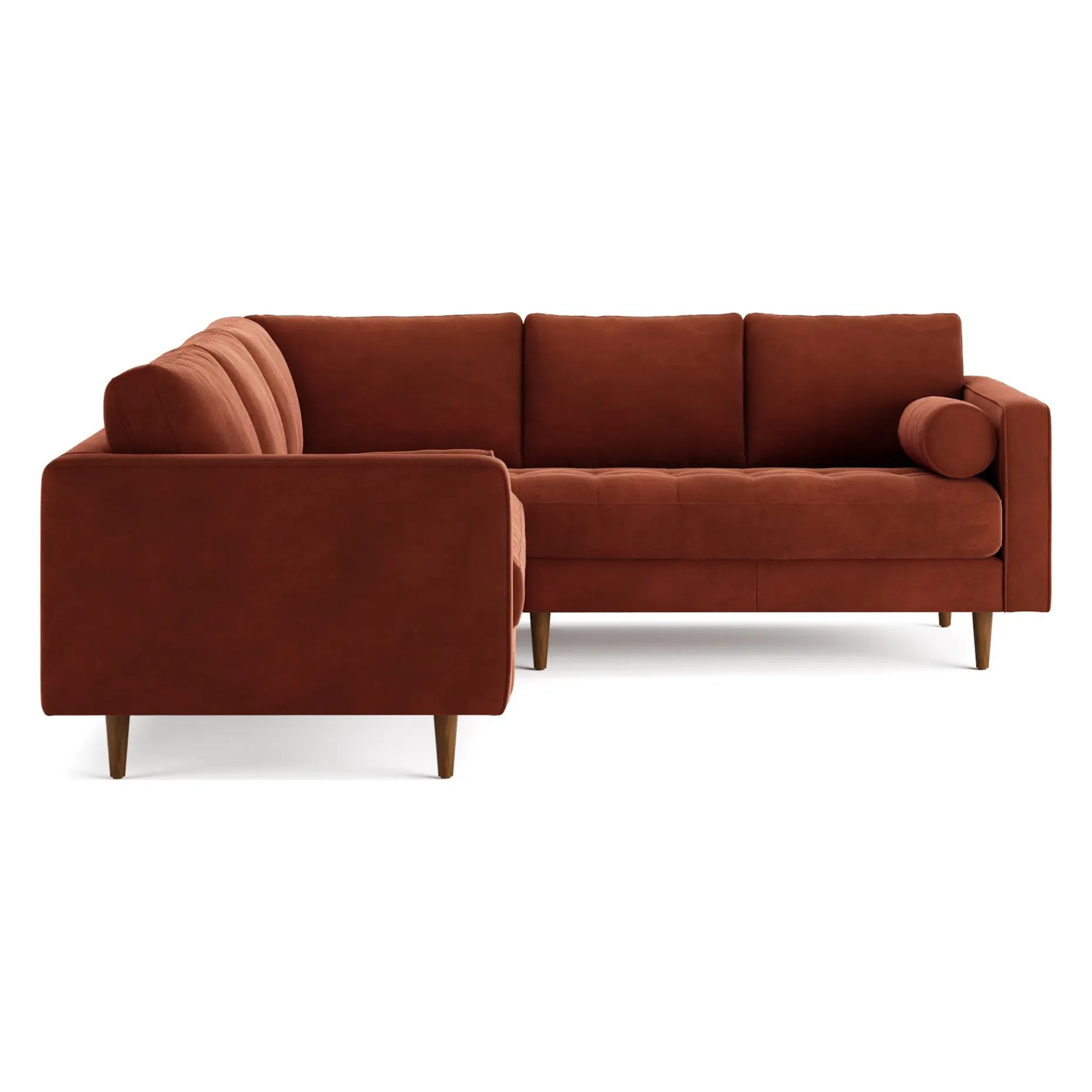 Sven 91" Tufted Velvet Corner Sectional - Hale Rust
