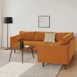 Sven 107" Tufted Velvet Corner Sectional - Plush Pacific Ginger