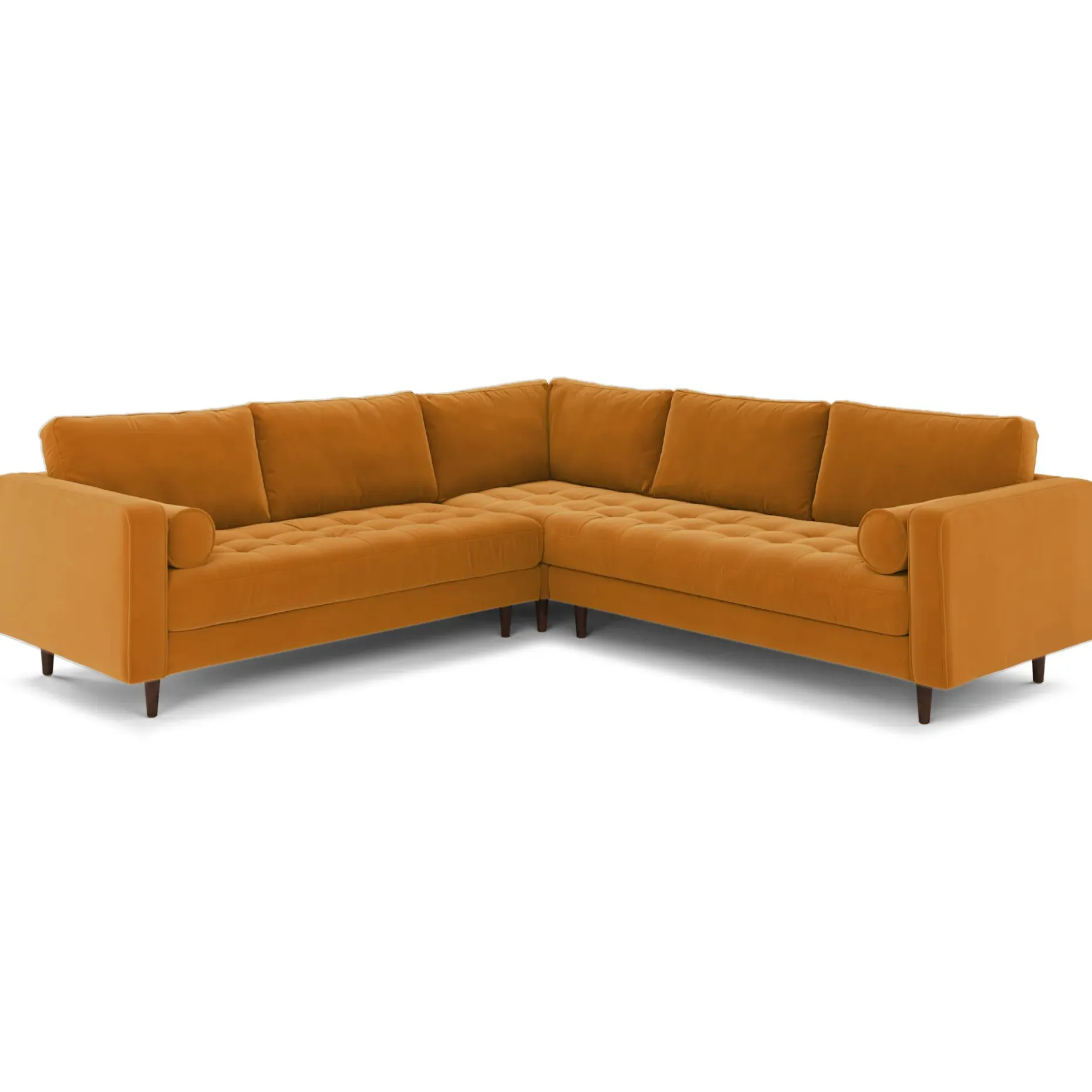 Sven 107" Tufted Velvet Corner Sectional - Plush Pacific Ginger