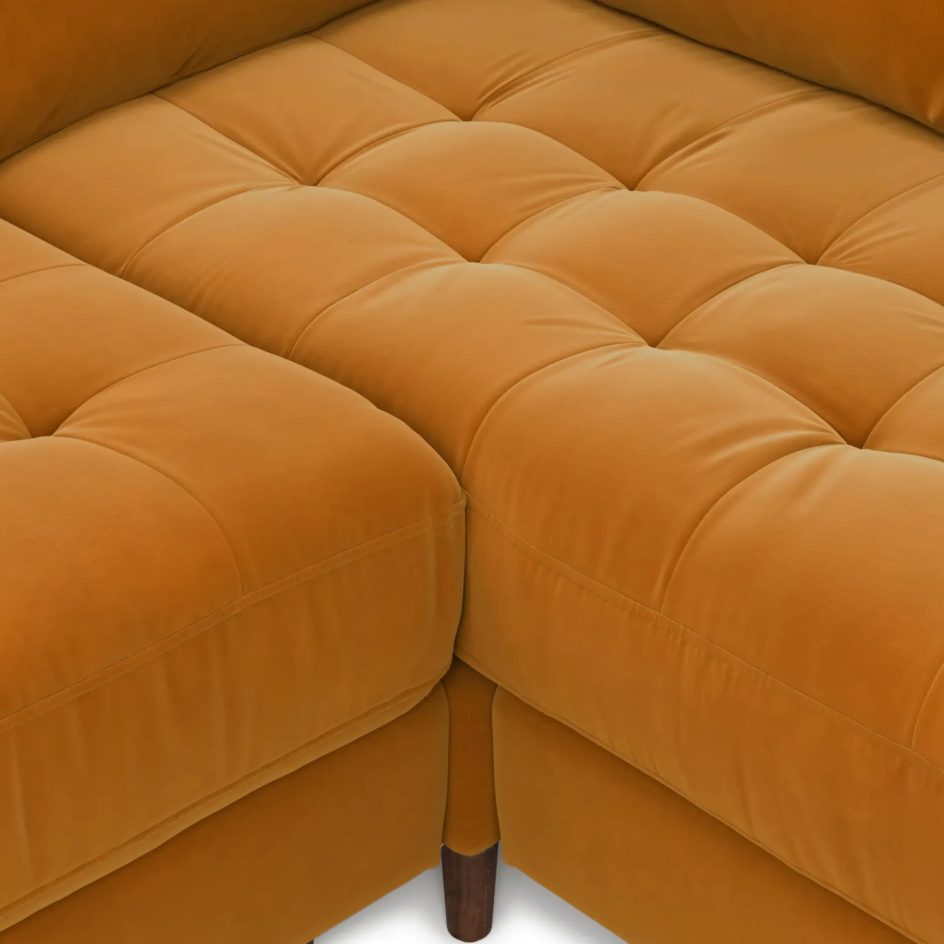 Sven 107" Tufted Velvet Corner Sectional - Plush Pacific Ginger