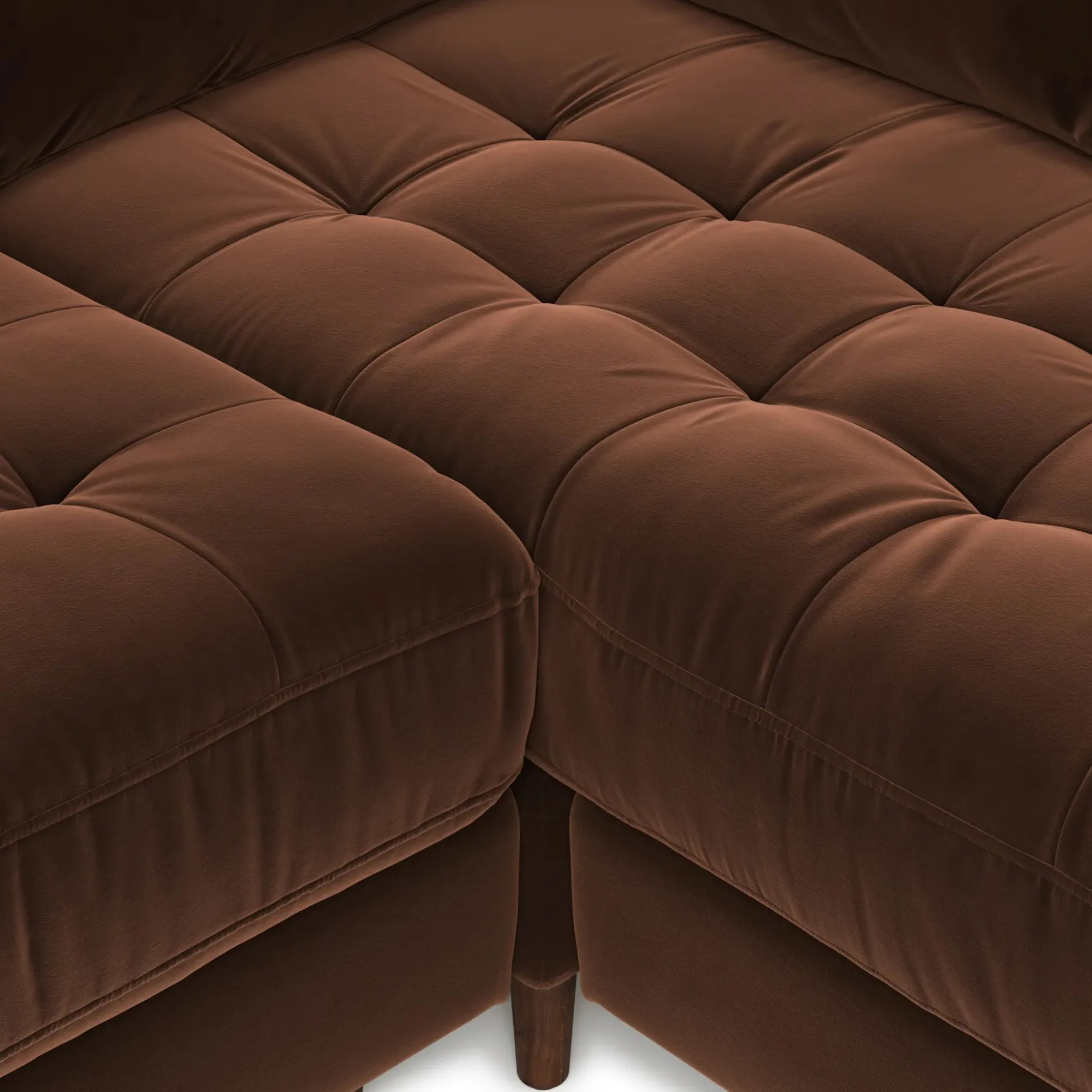 Sven 107" Tufted Velvet Corner Sectional - Plush Pacific Brown