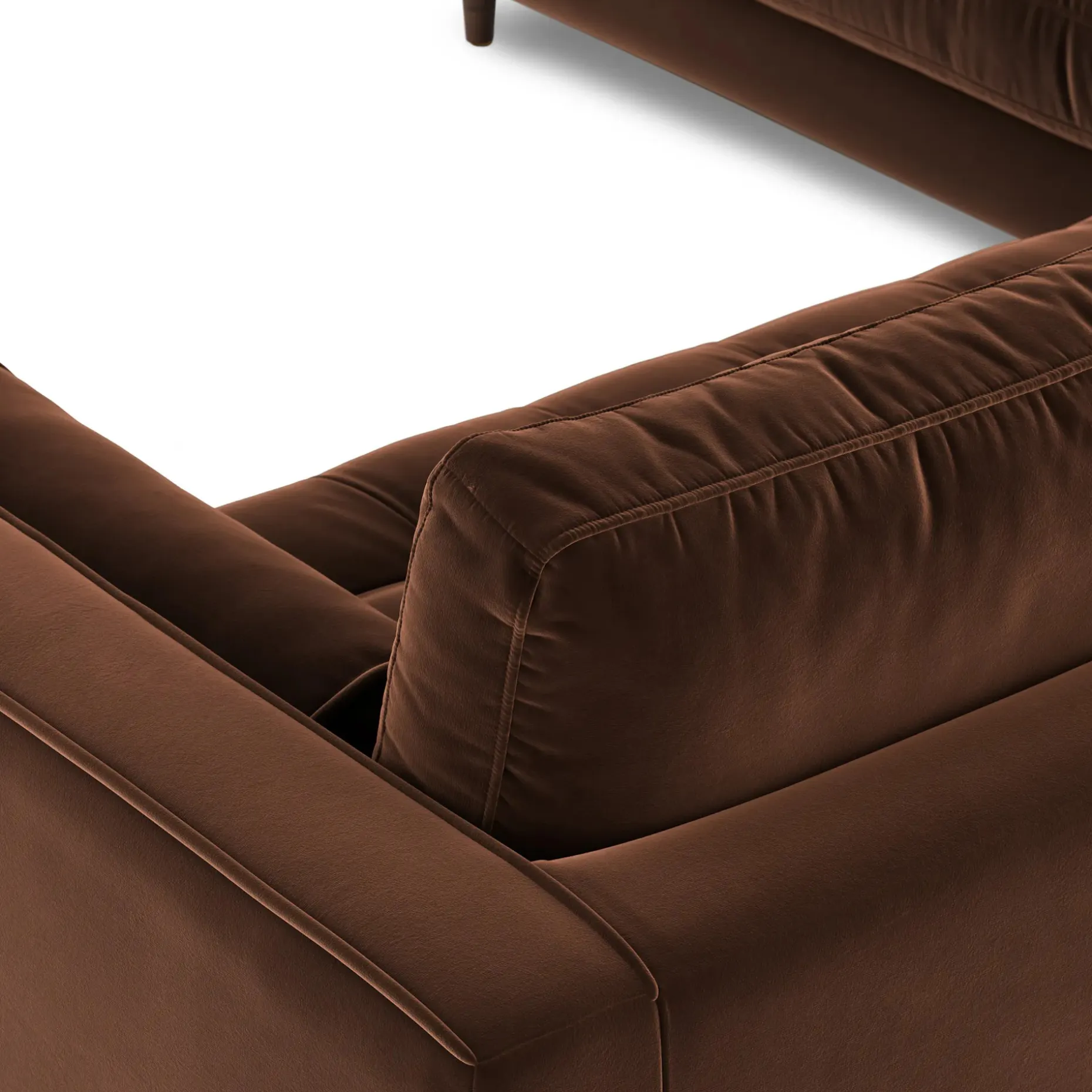 Sven 107" Tufted Velvet Corner Sectional - Plush Pacific Brown