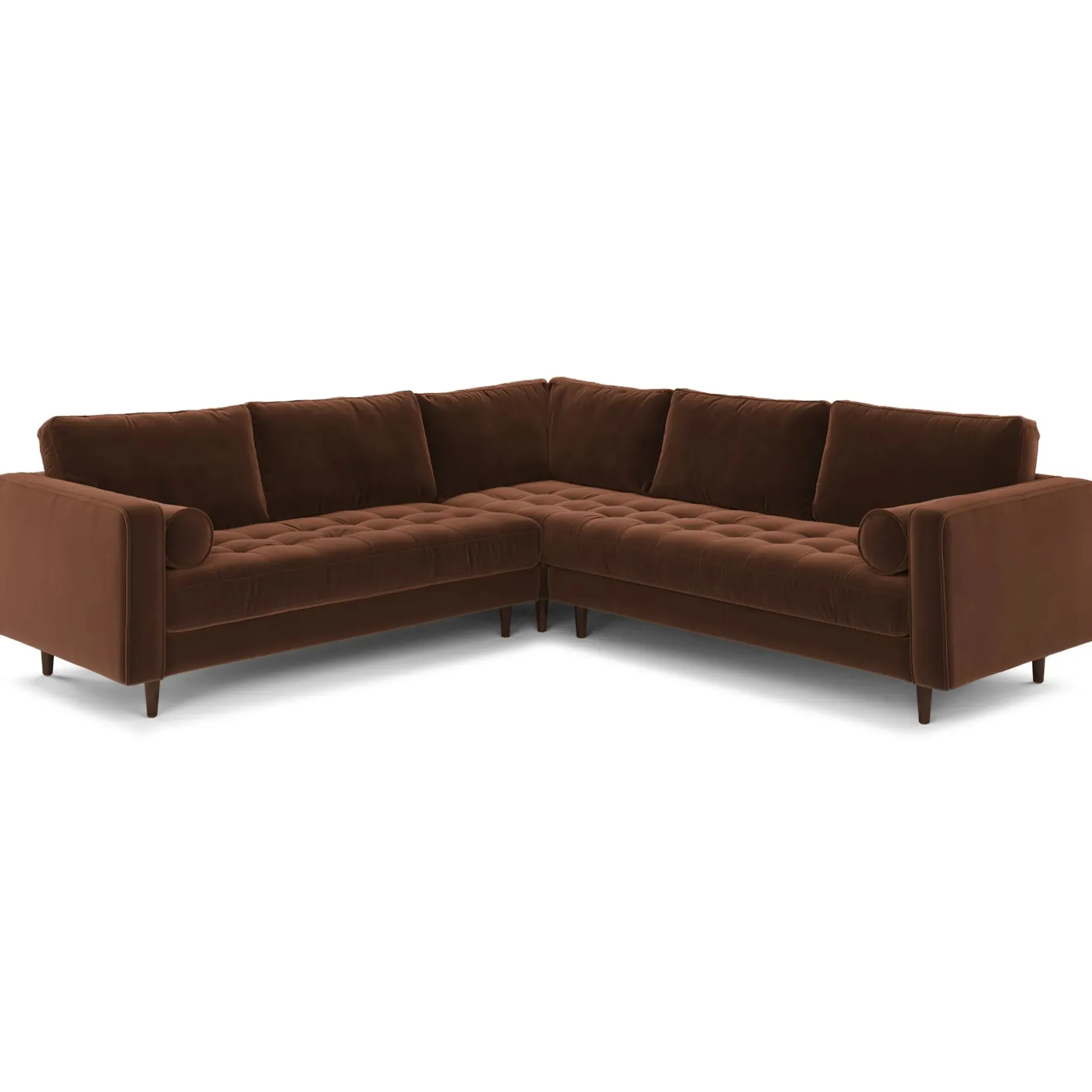 Sven 107" Tufted Velvet Corner Sectional - Plush Pacific Brown